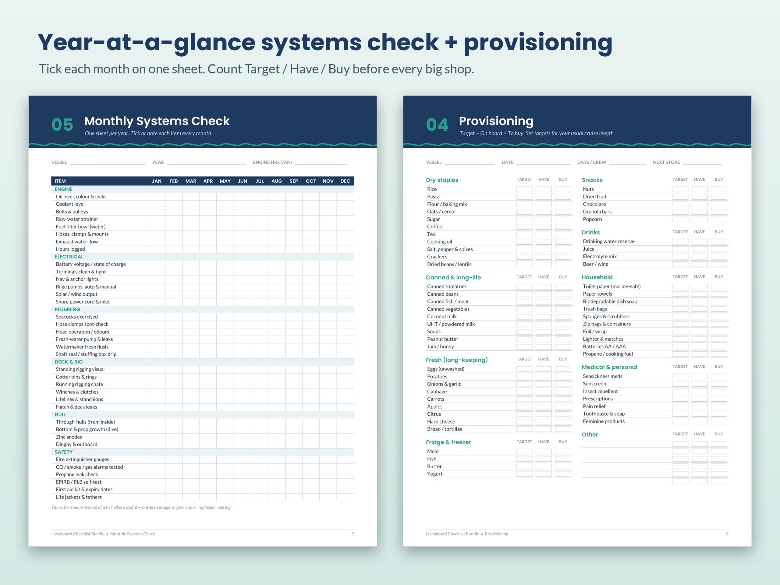 Liveaboard Sailboat Checklist Bundle: Printable Boat Checklists PDF (US Letter and A4) - Image 4