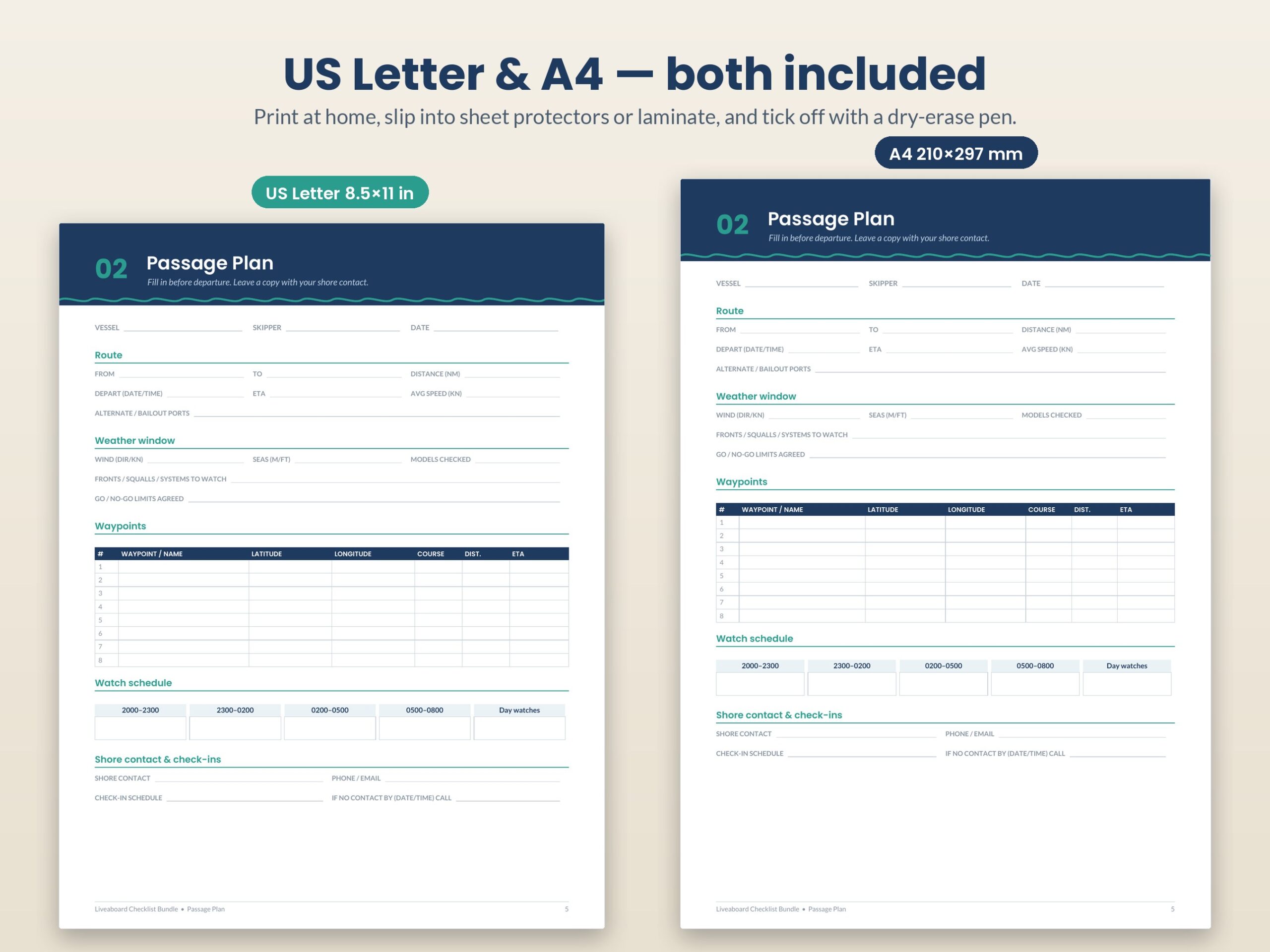 Liveaboard Sailboat Checklist Bundle: Printable Boat Checklists PDF (US Letter and A4) - Image 5