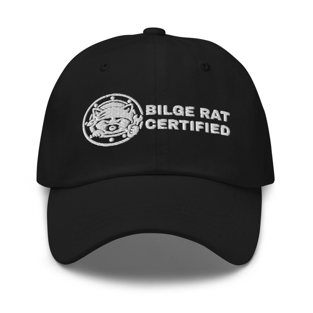 Bilge Rat Certified Dad Hat, Embroidered Raccoon Boat Hat, Funny Sailor Cap, Boat Mechanic Gift