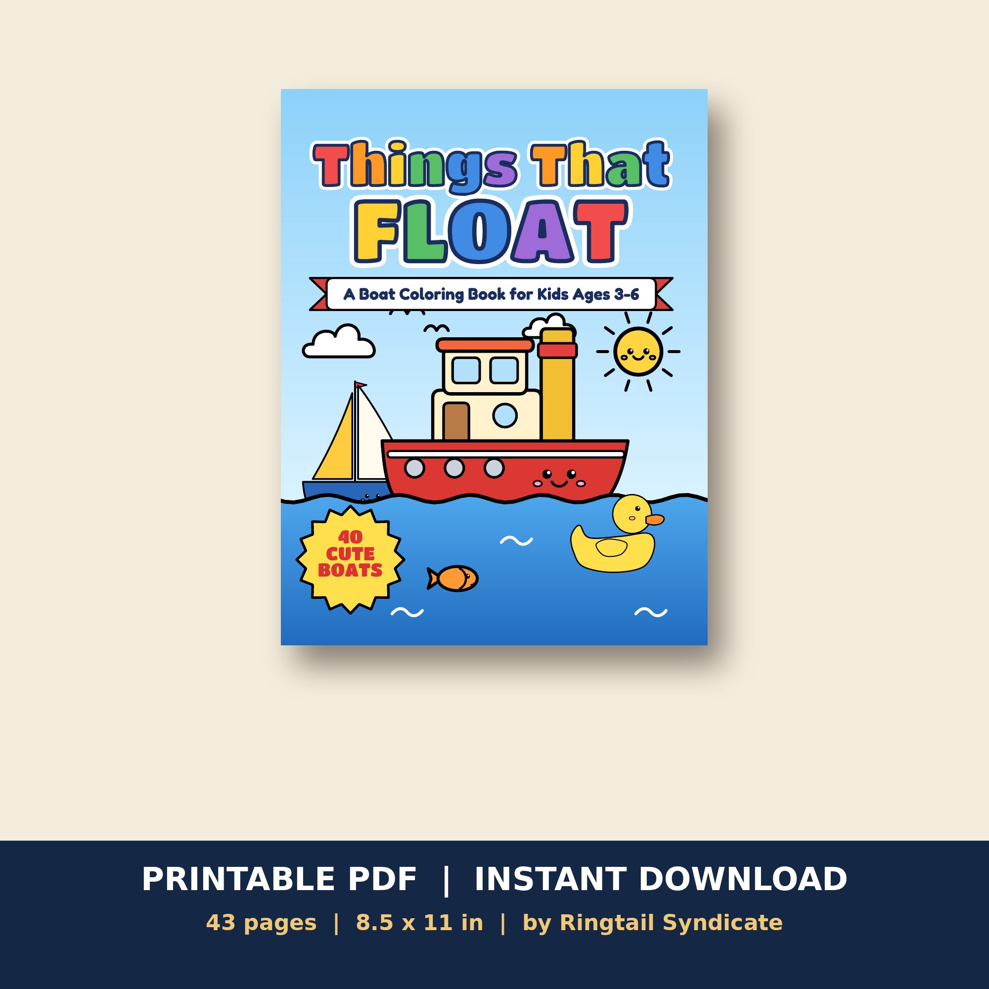 Things That Float: Printable Boat Coloring Pages for Kids Ages 3-6 (PDF)