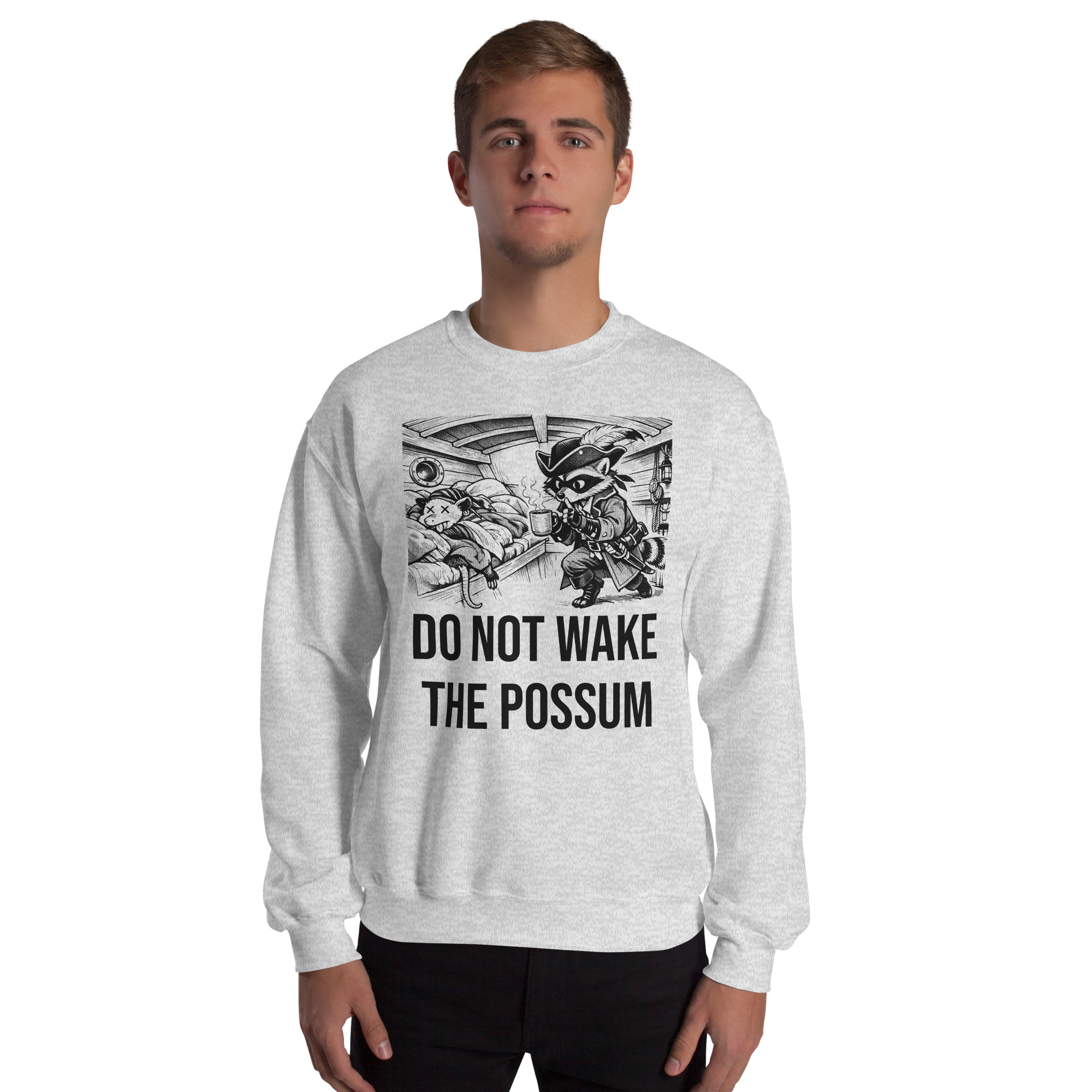 Do Not Wake The Possum Sweatshirt, Funny Boat Crewneck, V-Berth Nap Shirt, Raccoon Possum Sailor Gift - Image 4