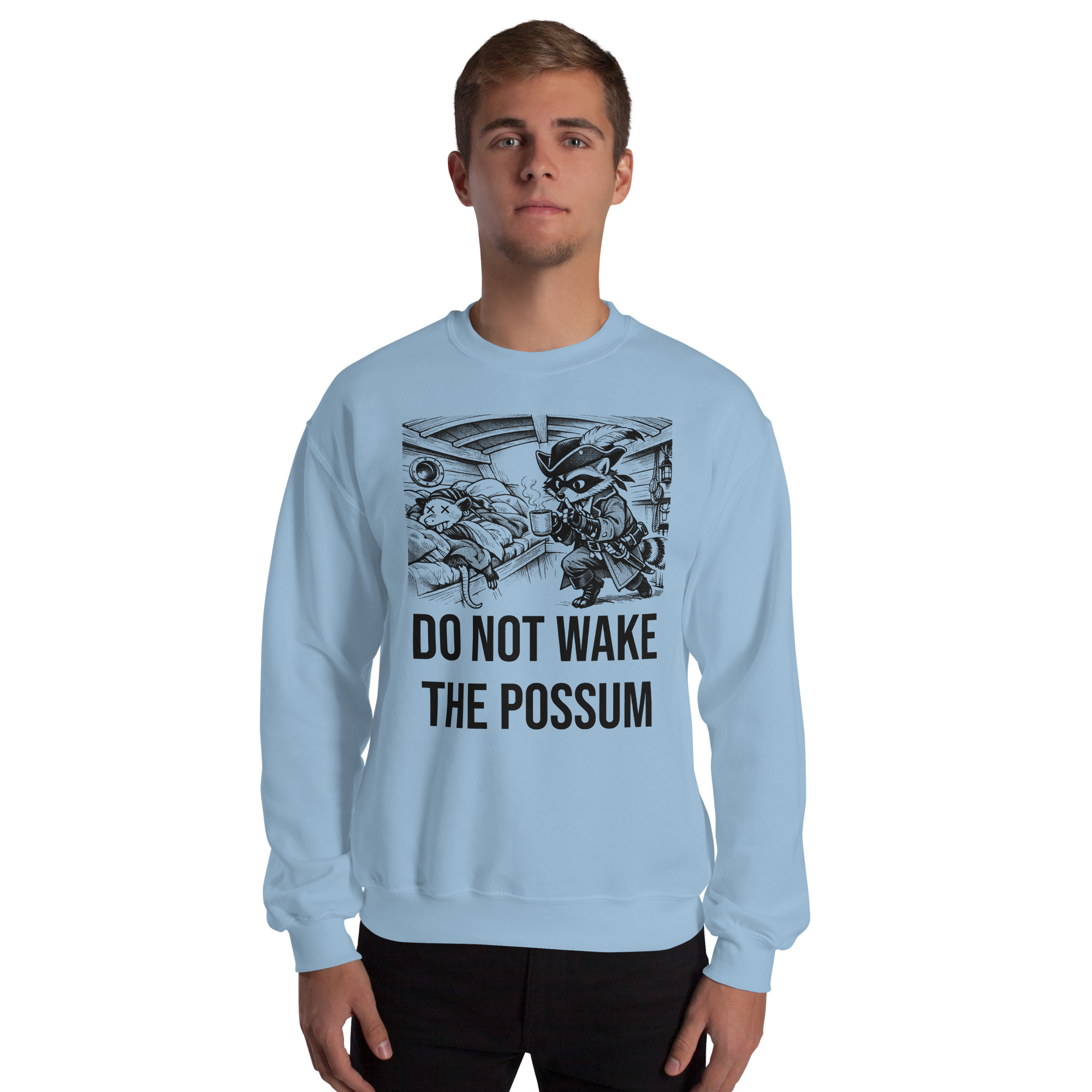 Do Not Wake The Possum Sweatshirt, Funny Boat Crewneck, V-Berth Nap Shirt, Raccoon Possum Sailor Gift