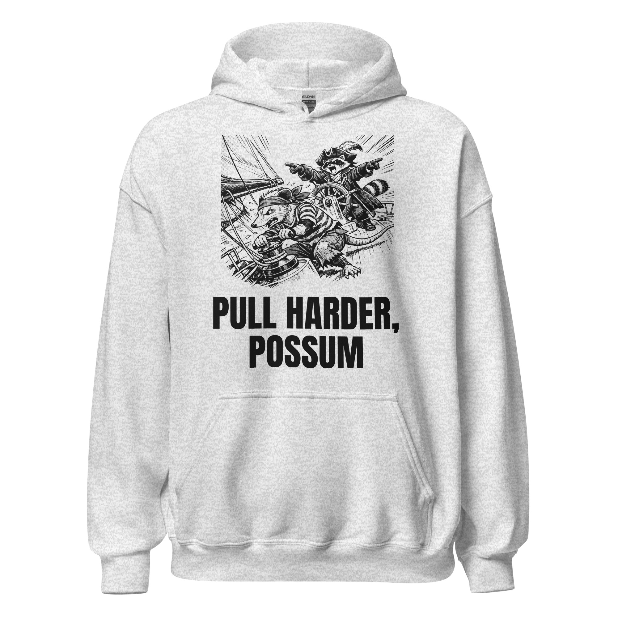 Pull Harder Possum Hoodie, Funny Sailing Sweatshirt, Raccoon Captain Sailor Gift, Boat Crew Hoodie - Image 5
