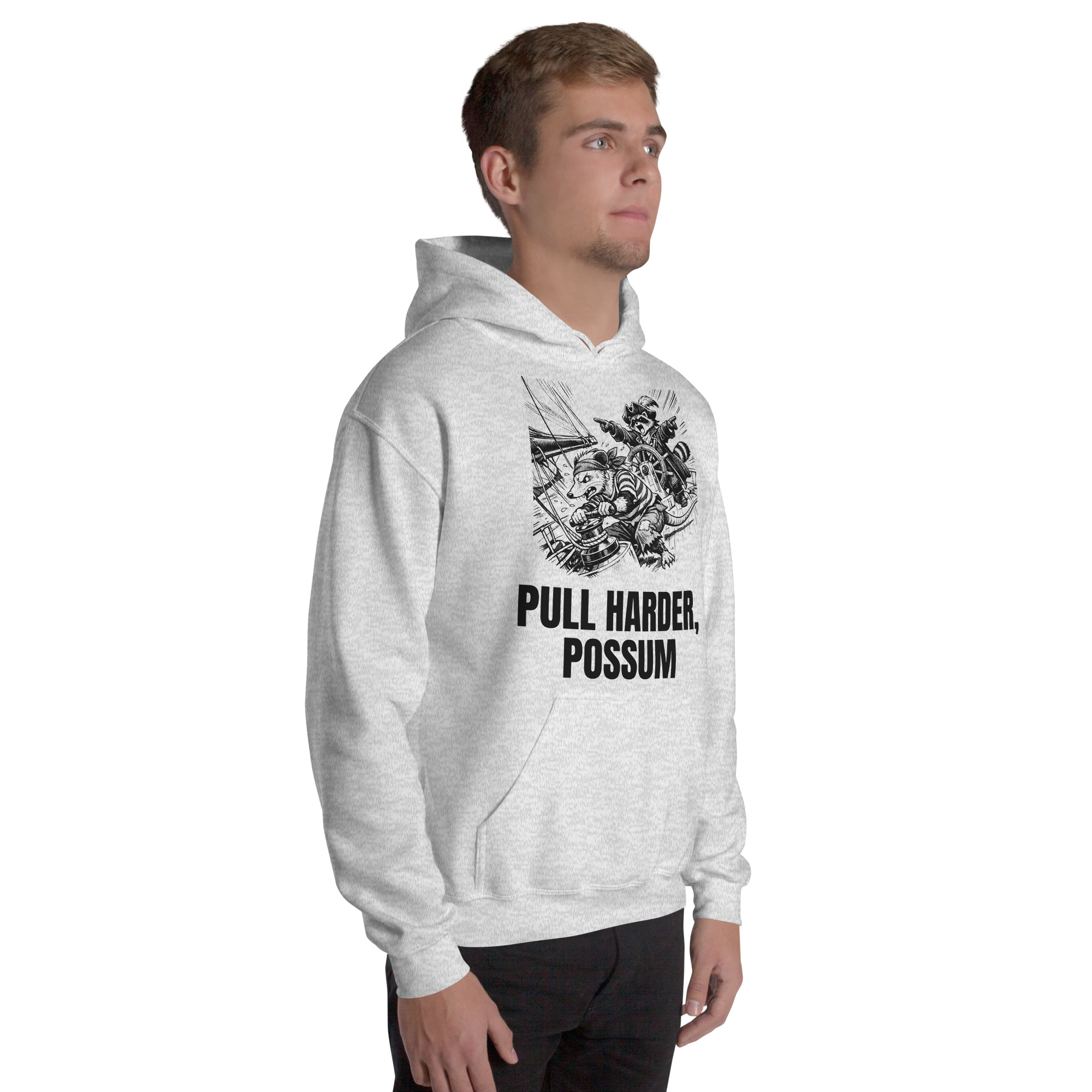Pull Harder Possum Hoodie, Funny Sailing Sweatshirt, Raccoon Captain Sailor Gift, Boat Crew Hoodie - Image 53