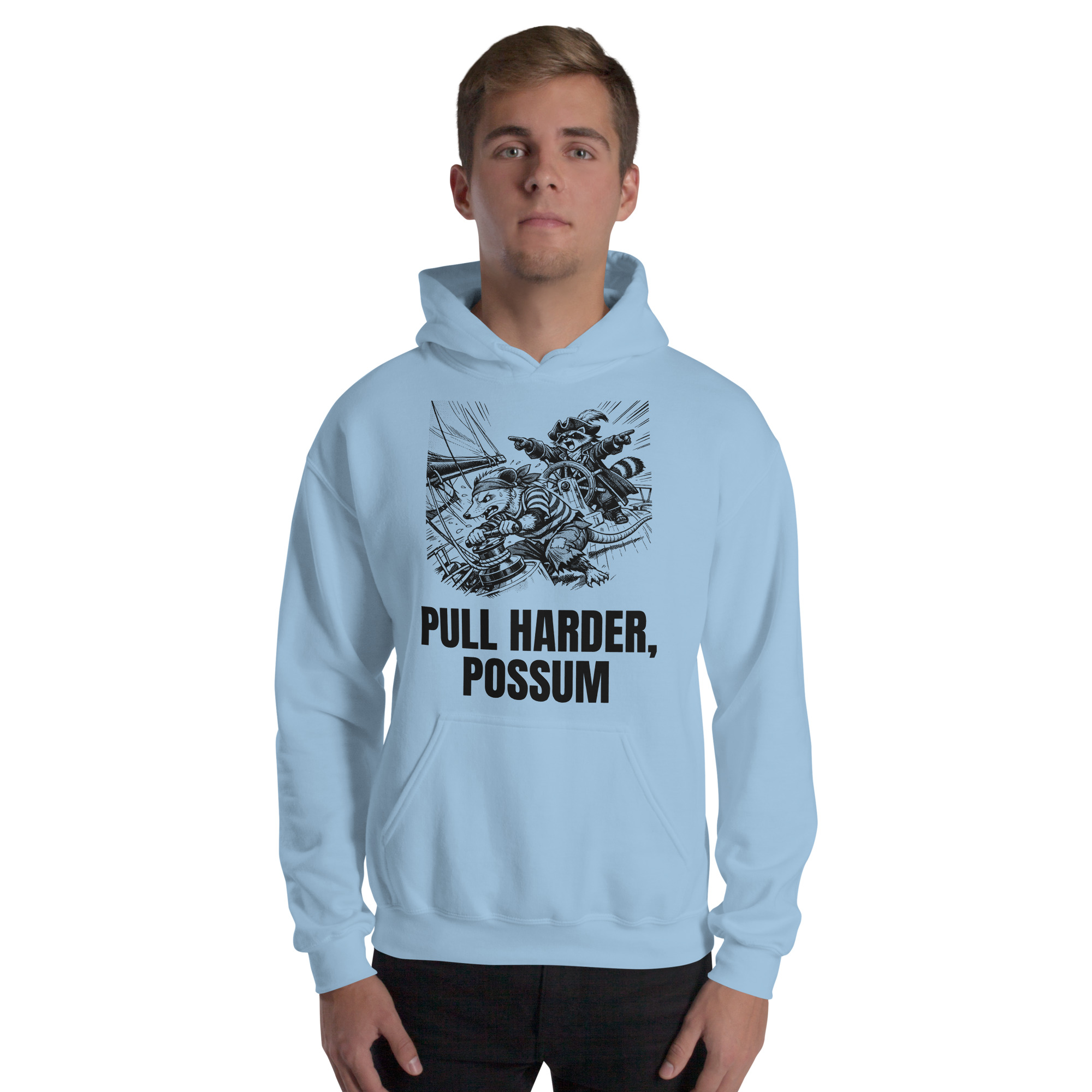 Pull Harder Possum Hoodie, Funny Sailing Sweatshirt, Raccoon Captain Sailor Gift, Boat Crew Hoodie - Image 26