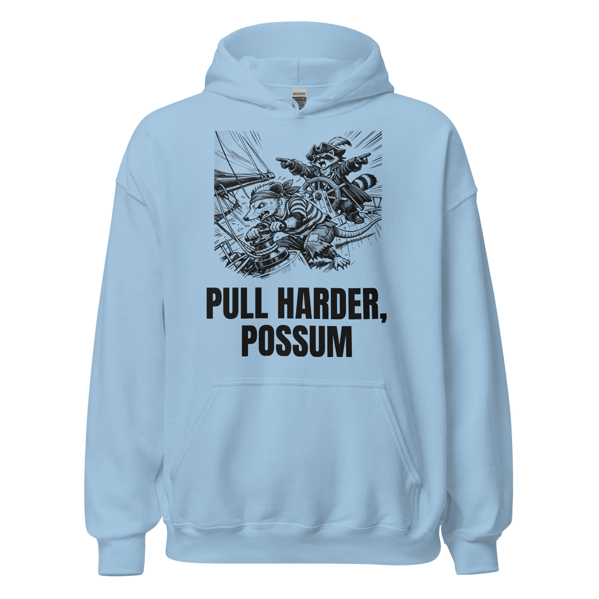 Pull Harder Possum Hoodie, Funny Sailing Sweatshirt, Raccoon Captain Sailor Gift, Boat Crew Hoodie - Image 2