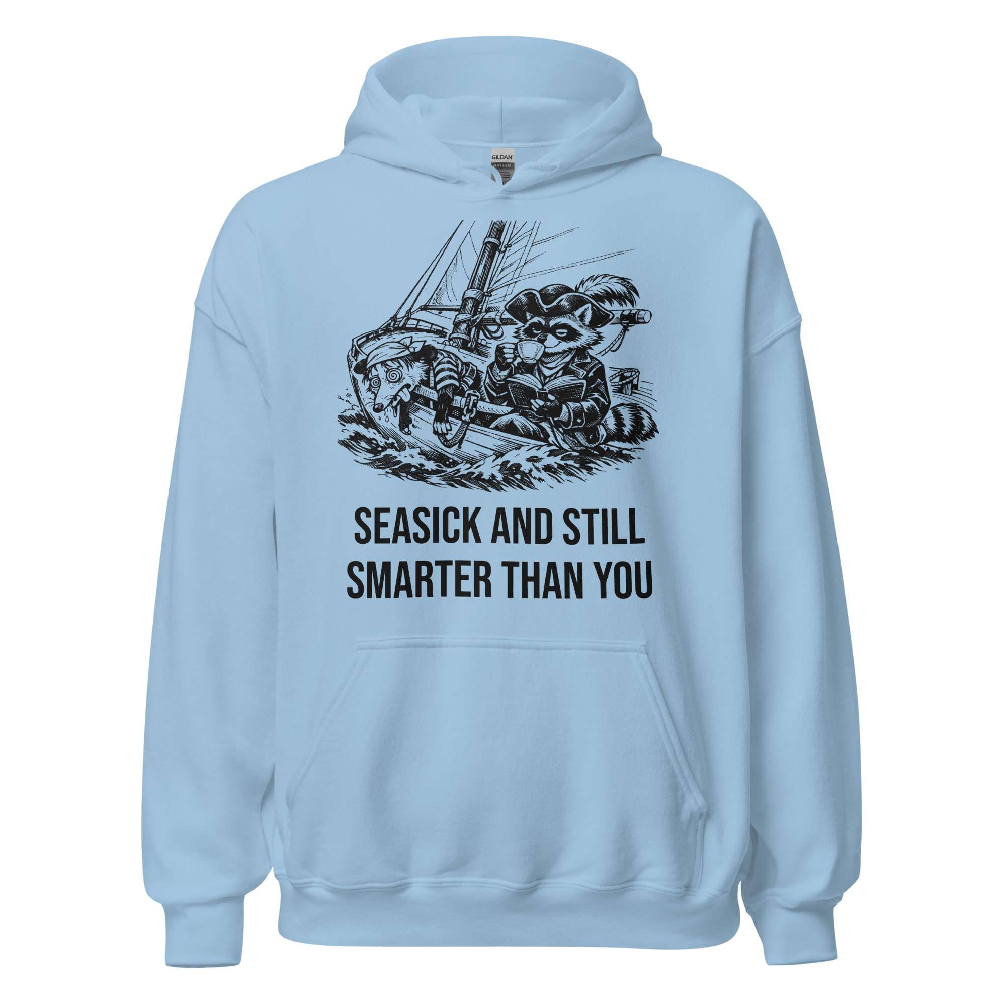 Seasick And Still Smarter Than You Hoodie, Funny Sailing Sweatshirt, Boat Humor Gift, Possum Raccoon Hoodie - Image 2