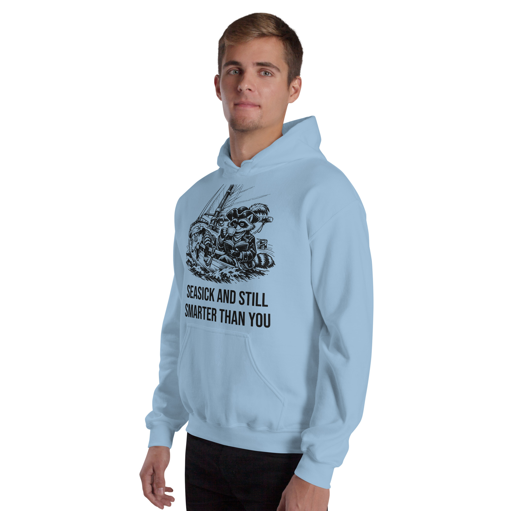 Seasick And Still Smarter Than You Hoodie, Funny Sailing Sweatshirt, Boat Humor Gift, Possum Raccoon Hoodie - Image 38