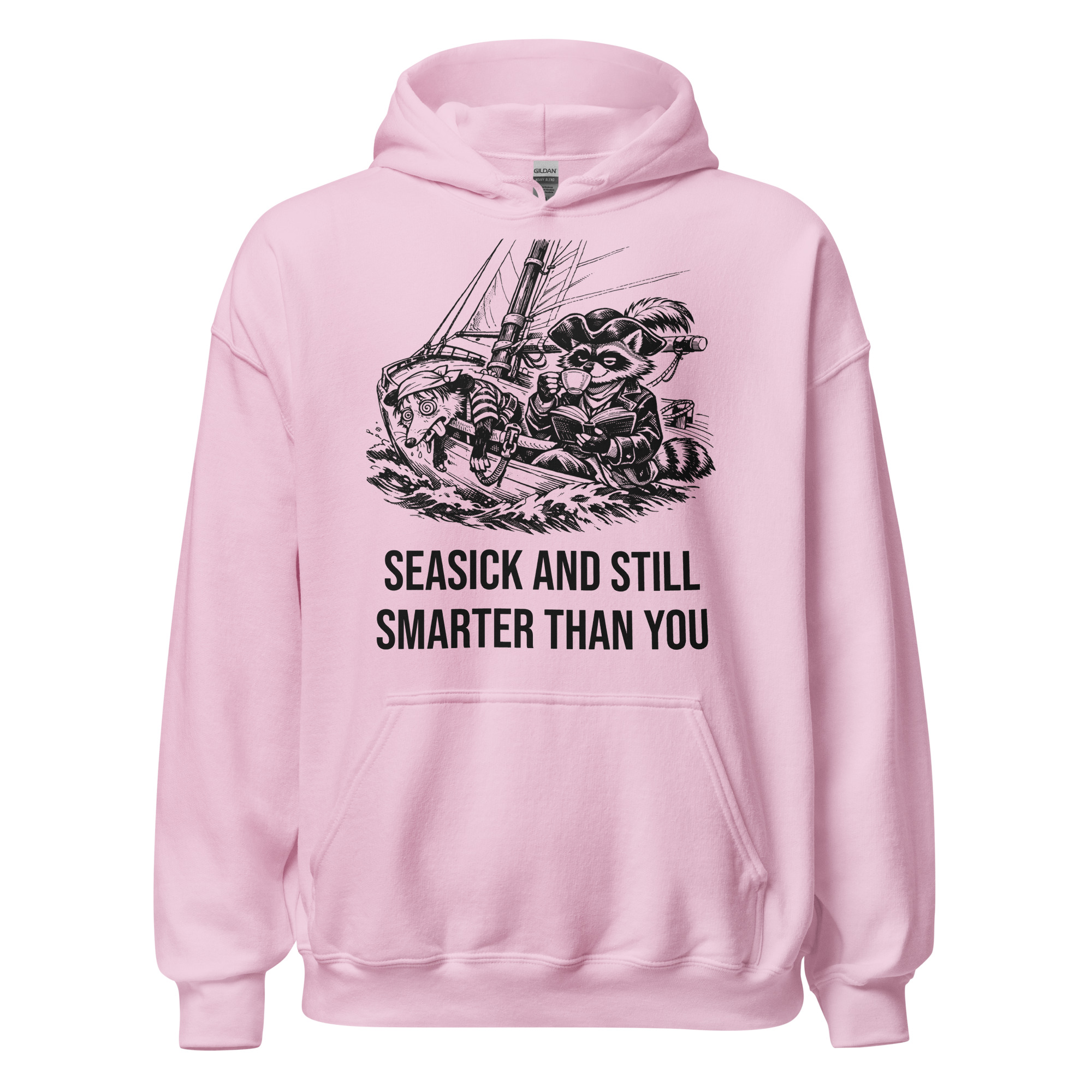Seasick And Still Smarter Than You Hoodie, Funny Sailing Sweatshirt, Boat Humor Gift, Possum Raccoon Hoodie - Image 4