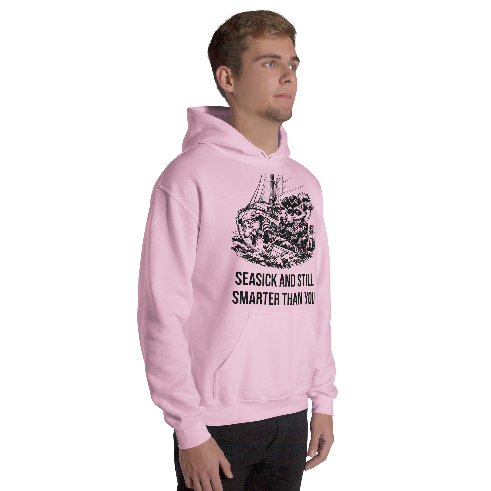 Seasick And Still Smarter Than You Hoodie, Funny Sailing Sweatshirt, Boat Humor Gift, Possum Raccoon Hoodie - Image 52