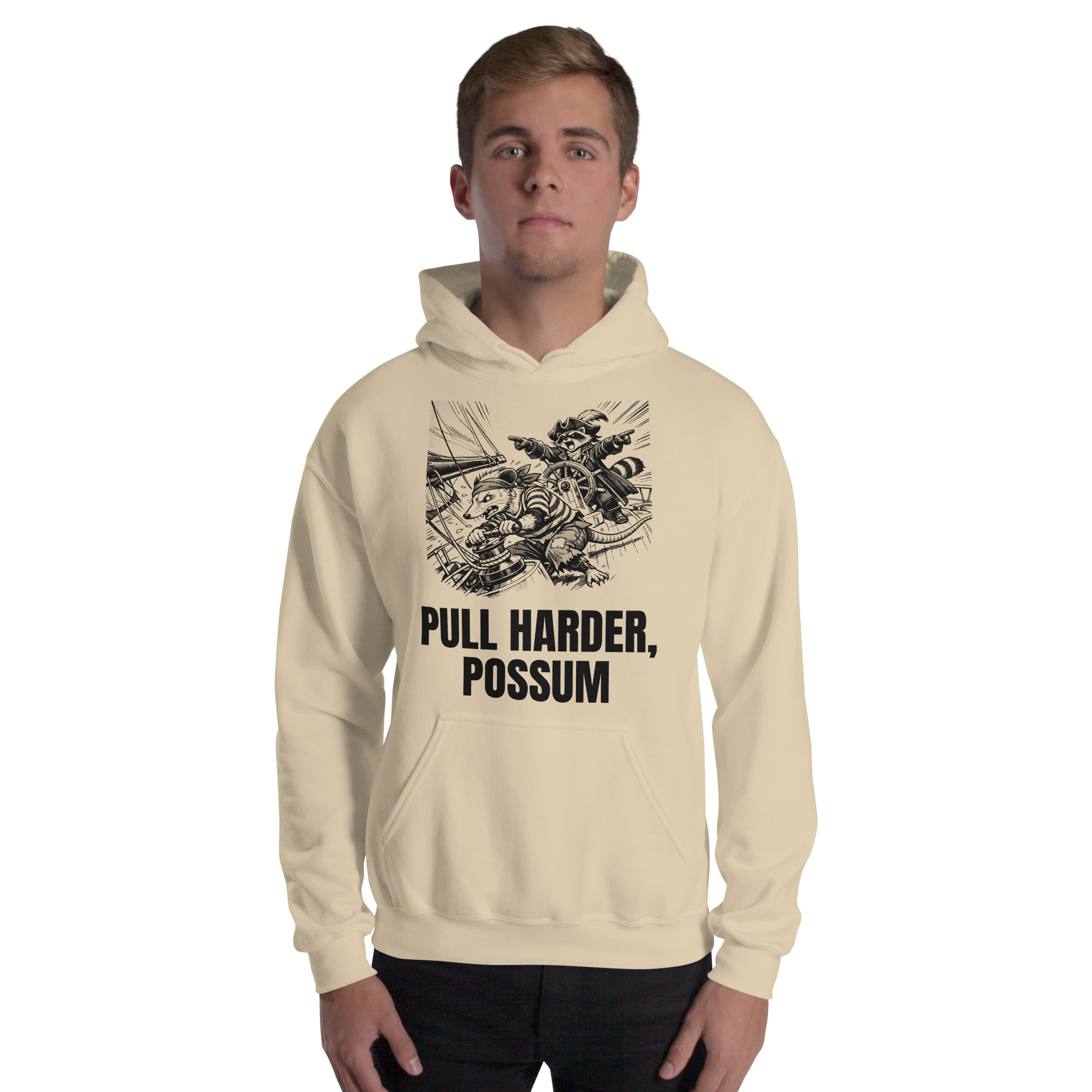 Pull Harder Possum Hoodie, Funny Sailing Sweatshirt, Raccoon Captain Sailor Gift, Boat Crew Hoodie - Image 27