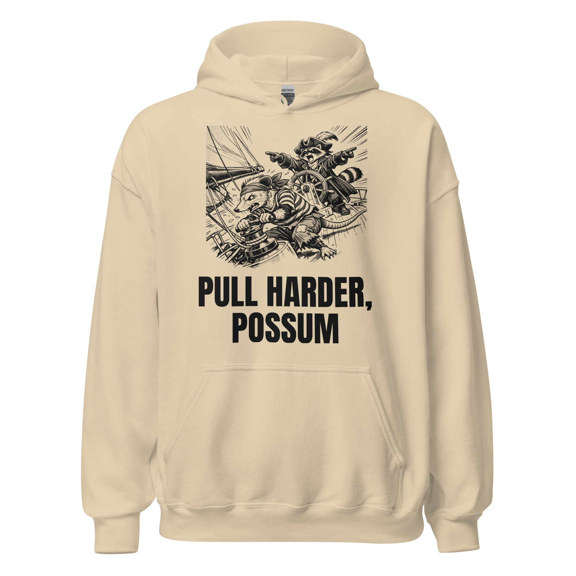 Pull Harder Possum Hoodie, Funny Sailing Sweatshirt, Raccoon Captain Sailor Gift, Boat Crew Hoodie - Image 3