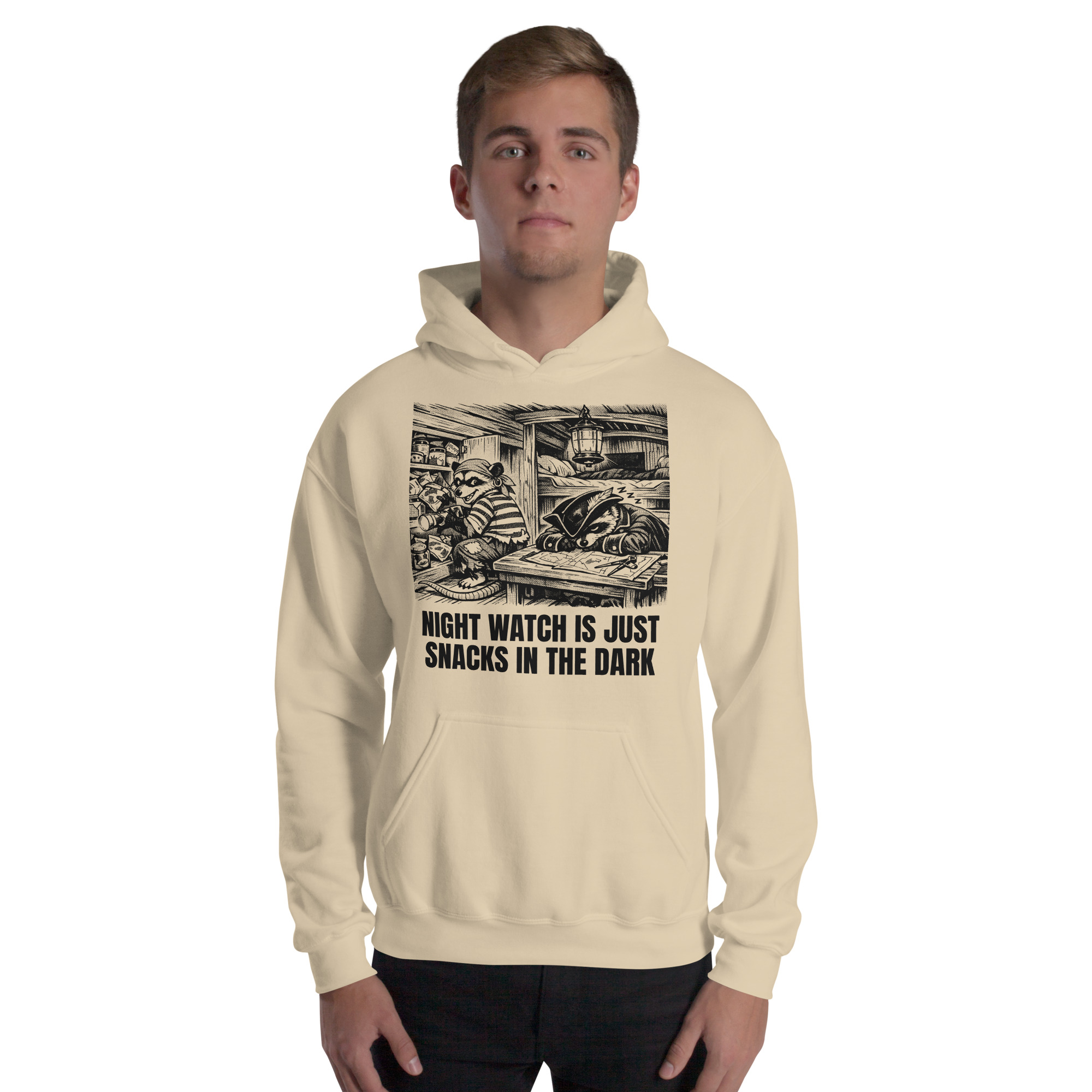 Night Watch Is Just Snacks In The Dark Hoodie, Funny Sailing Sweatshirt, Possum Raccoon Pirate Crew, Boat Humor Gift - Image 23