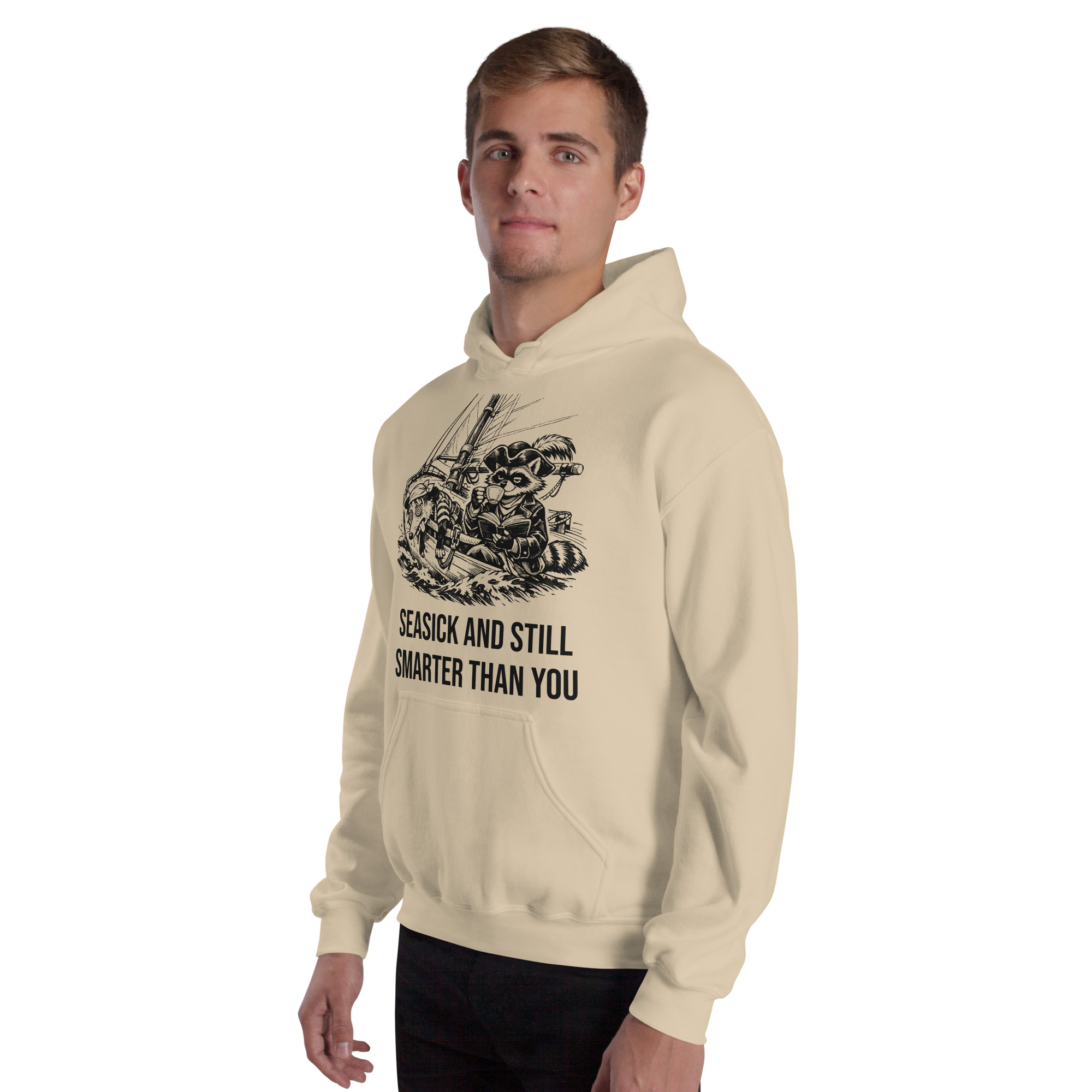 Seasick And Still Smarter Than You Hoodie, Funny Sailing Sweatshirt, Boat Humor Gift, Possum Raccoon Hoodie - Image 39