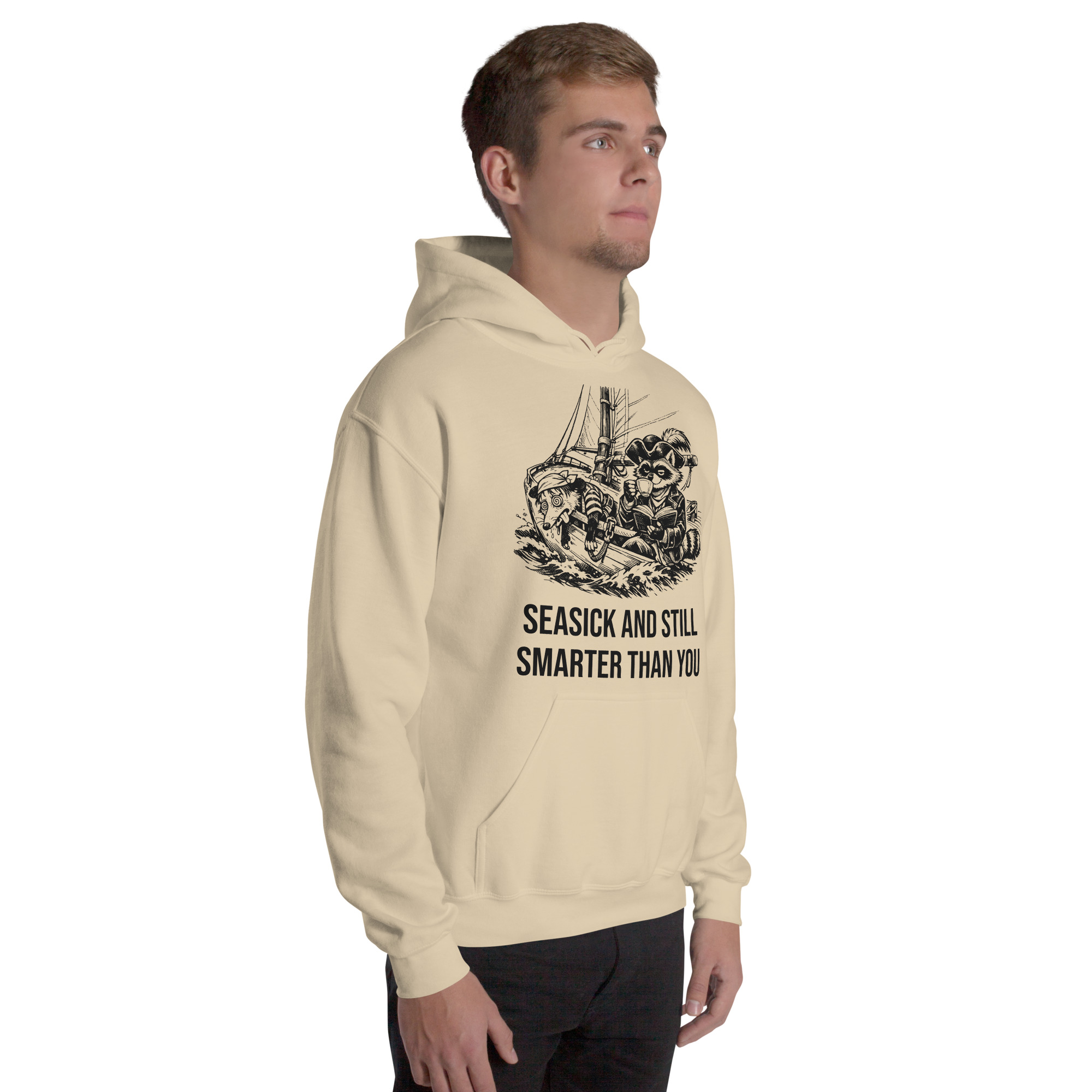 Seasick And Still Smarter Than You Hoodie, Funny Sailing Sweatshirt, Boat Humor Gift, Possum Raccoon Hoodie - Image 51