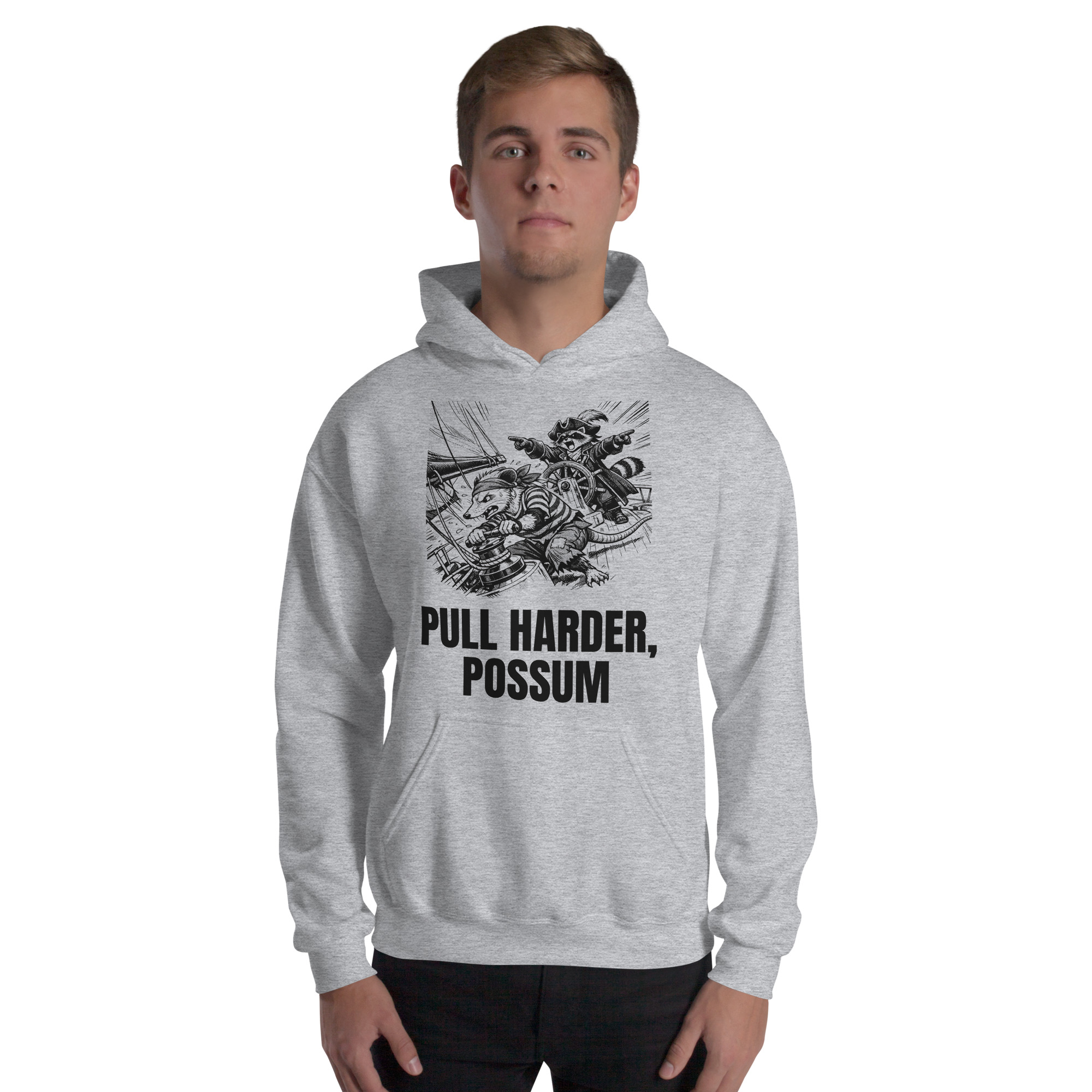 Pull Harder Possum Hoodie, Funny Sailing Sweatshirt, Raccoon Captain Sailor Gift, Boat Crew Hoodie - Image 25