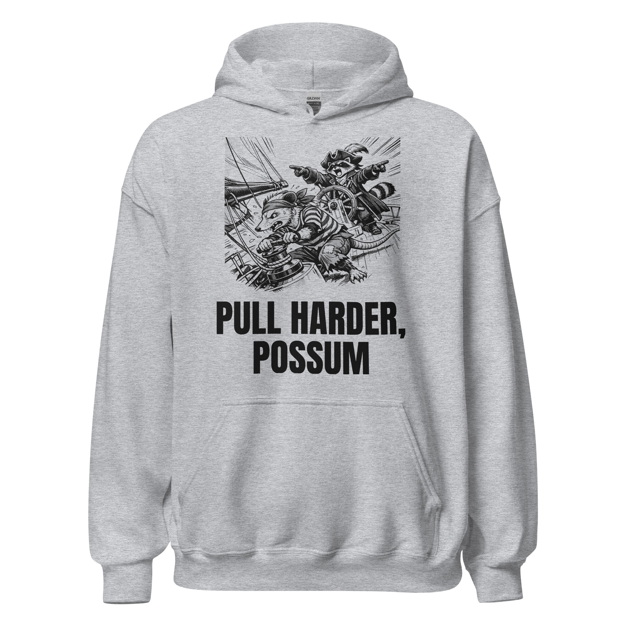 Pull Harder Possum Hoodie, Funny Sailing Sweatshirt, Raccoon Captain Sailor Gift, Boat Crew Hoodie