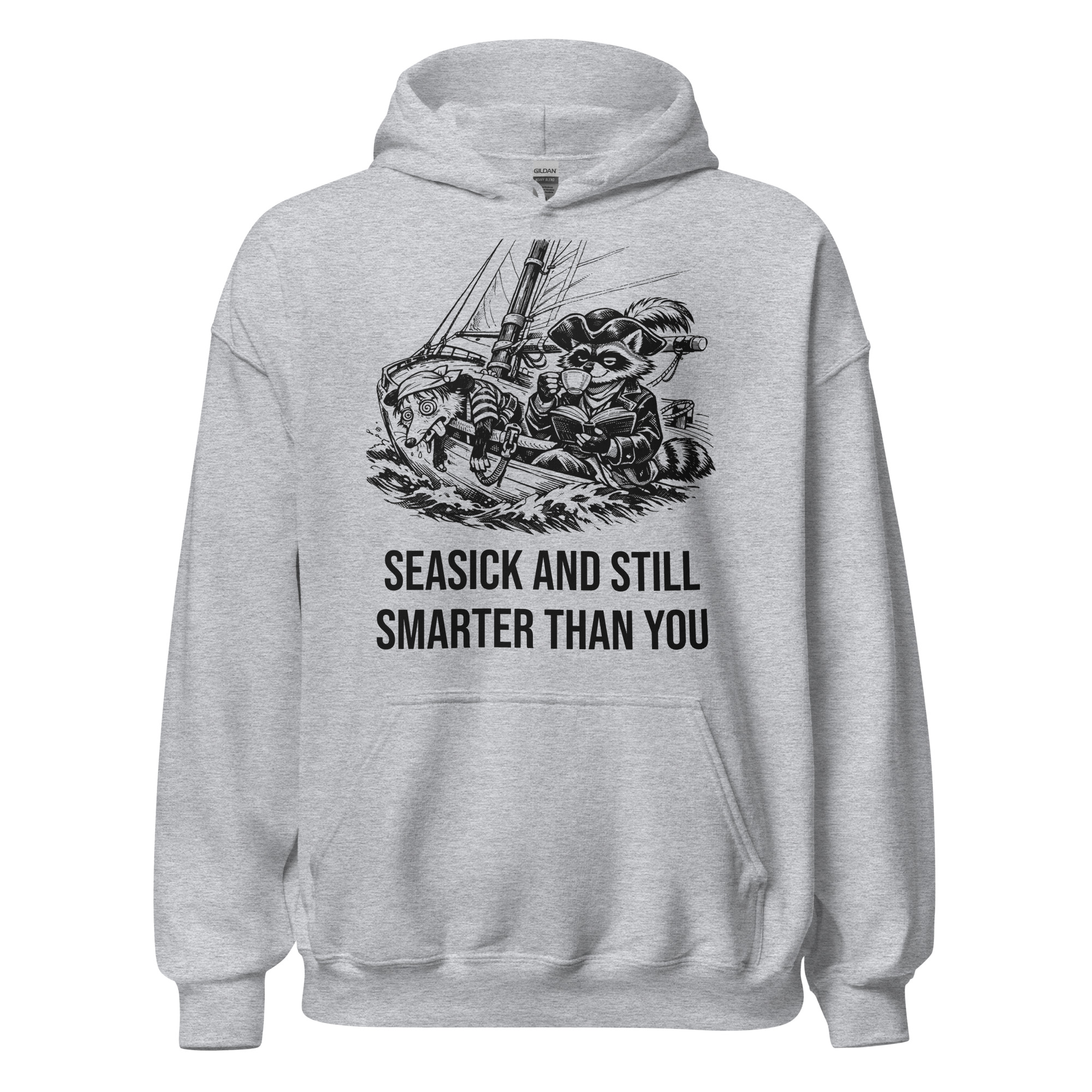 Seasick And Still Smarter Than You Hoodie, Funny Sailing Sweatshirt, Boat Humor Gift, Possum Raccoon Hoodie