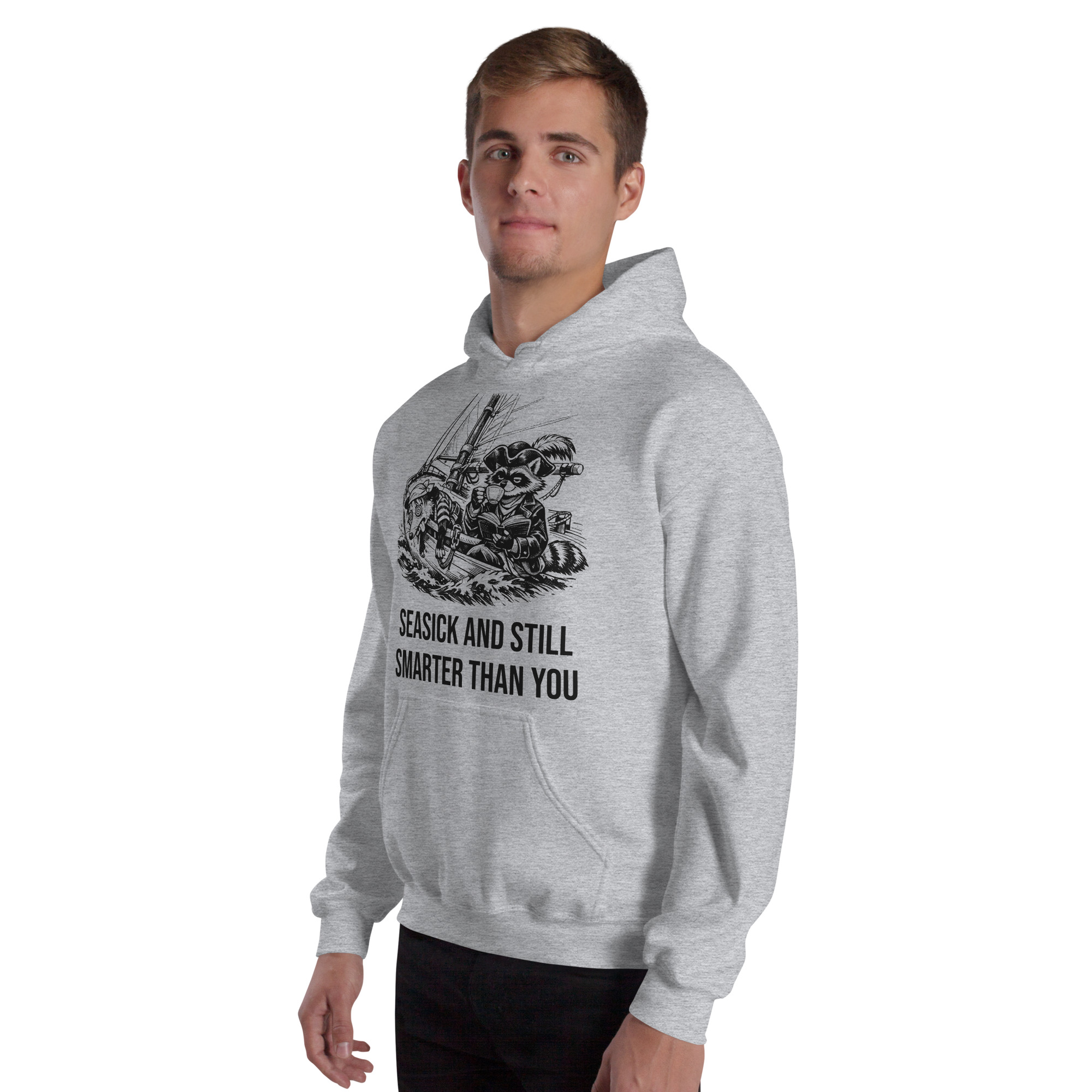 Seasick And Still Smarter Than You Hoodie, Funny Sailing Sweatshirt, Boat Humor Gift, Possum Raccoon Hoodie - Image 37