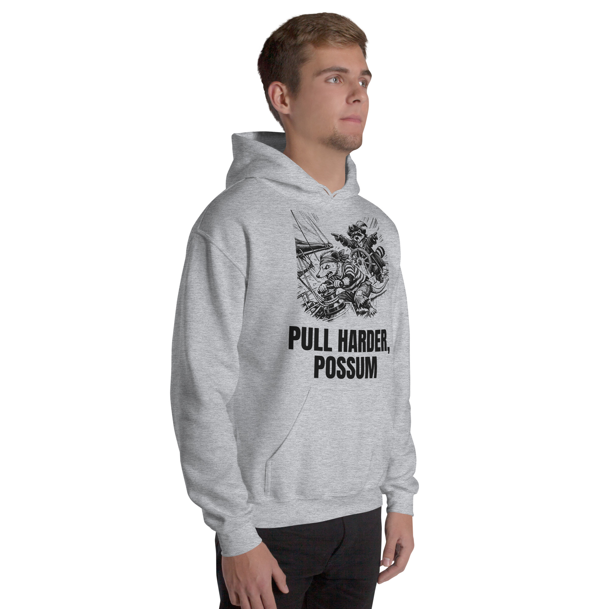 Pull Harder Possum Hoodie, Funny Sailing Sweatshirt, Raccoon Captain Sailor Gift, Boat Crew Hoodie - Image 49