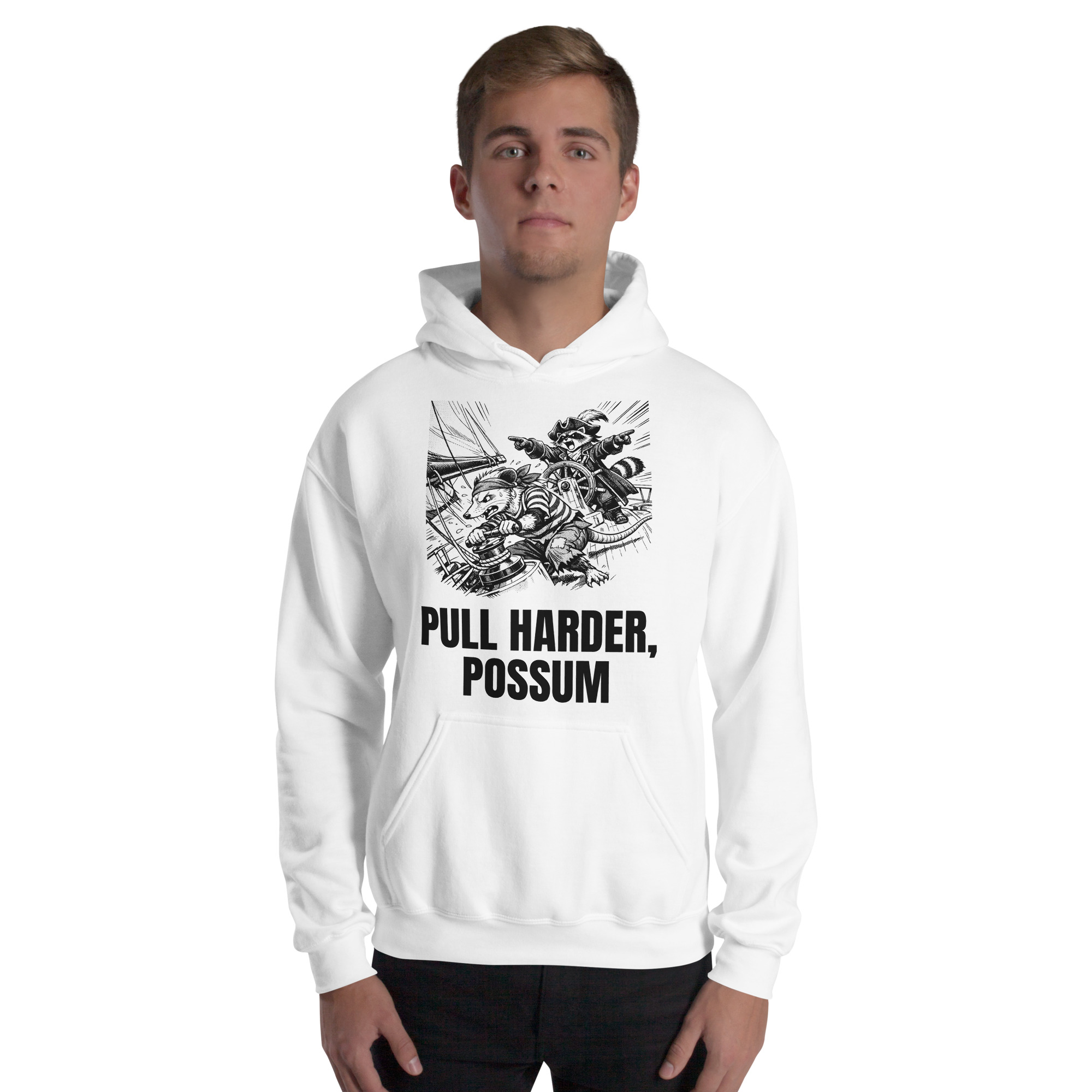 Pull Harder Possum Hoodie, Funny Sailing Sweatshirt, Raccoon Captain Sailor Gift, Boat Crew Hoodie - Image 30