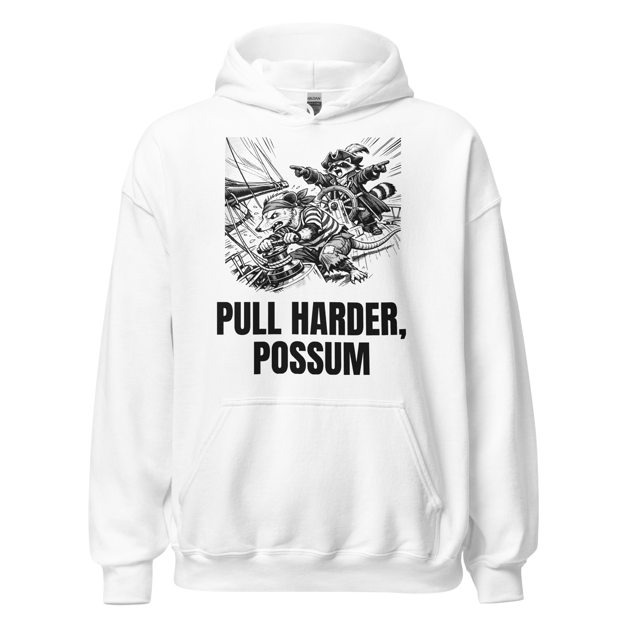 Pull Harder Possum Hoodie, Funny Sailing Sweatshirt, Raccoon Captain Sailor Gift, Boat Crew Hoodie - Image 6