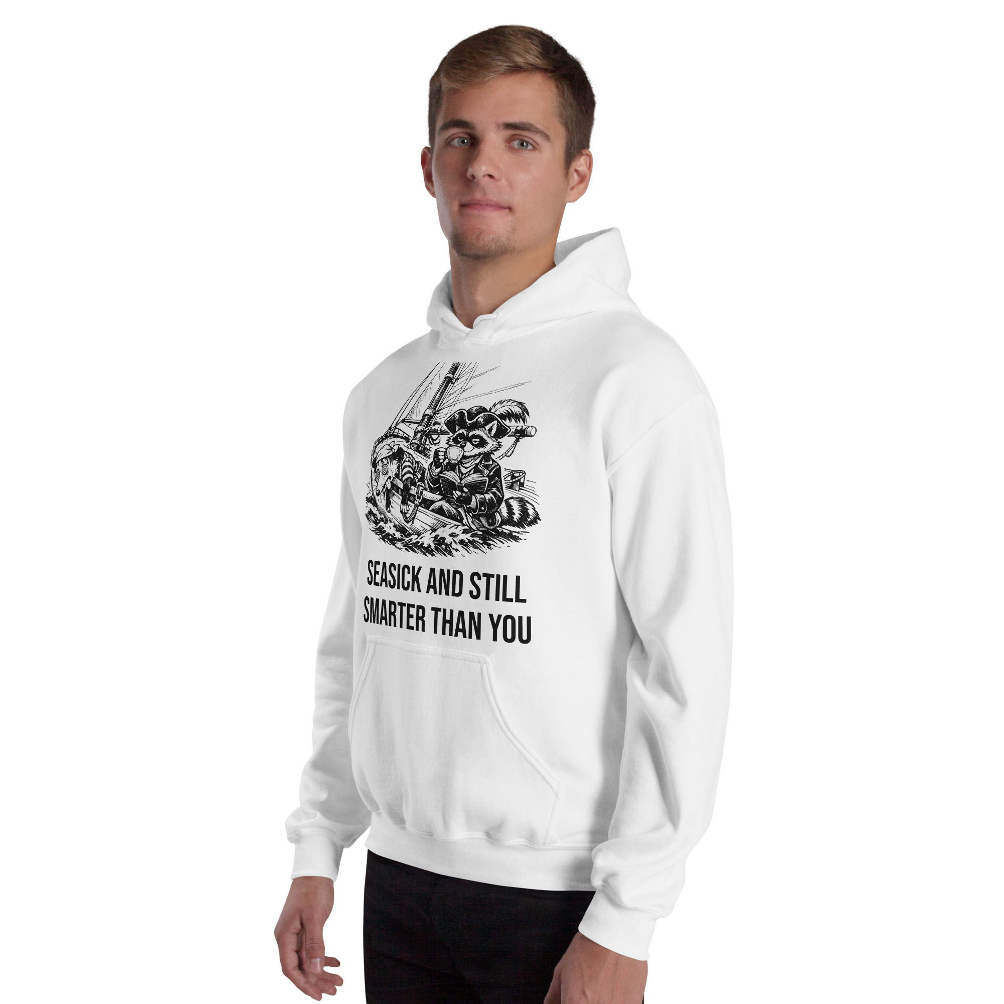 Seasick And Still Smarter Than You Hoodie, Funny Sailing Sweatshirt, Boat Humor Gift, Possum Raccoon Hoodie - Image 42