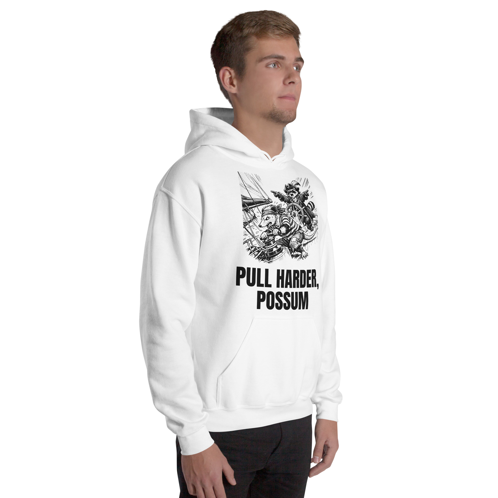 Pull Harder Possum Hoodie, Funny Sailing Sweatshirt, Raccoon Captain Sailor Gift, Boat Crew Hoodie - Image 54