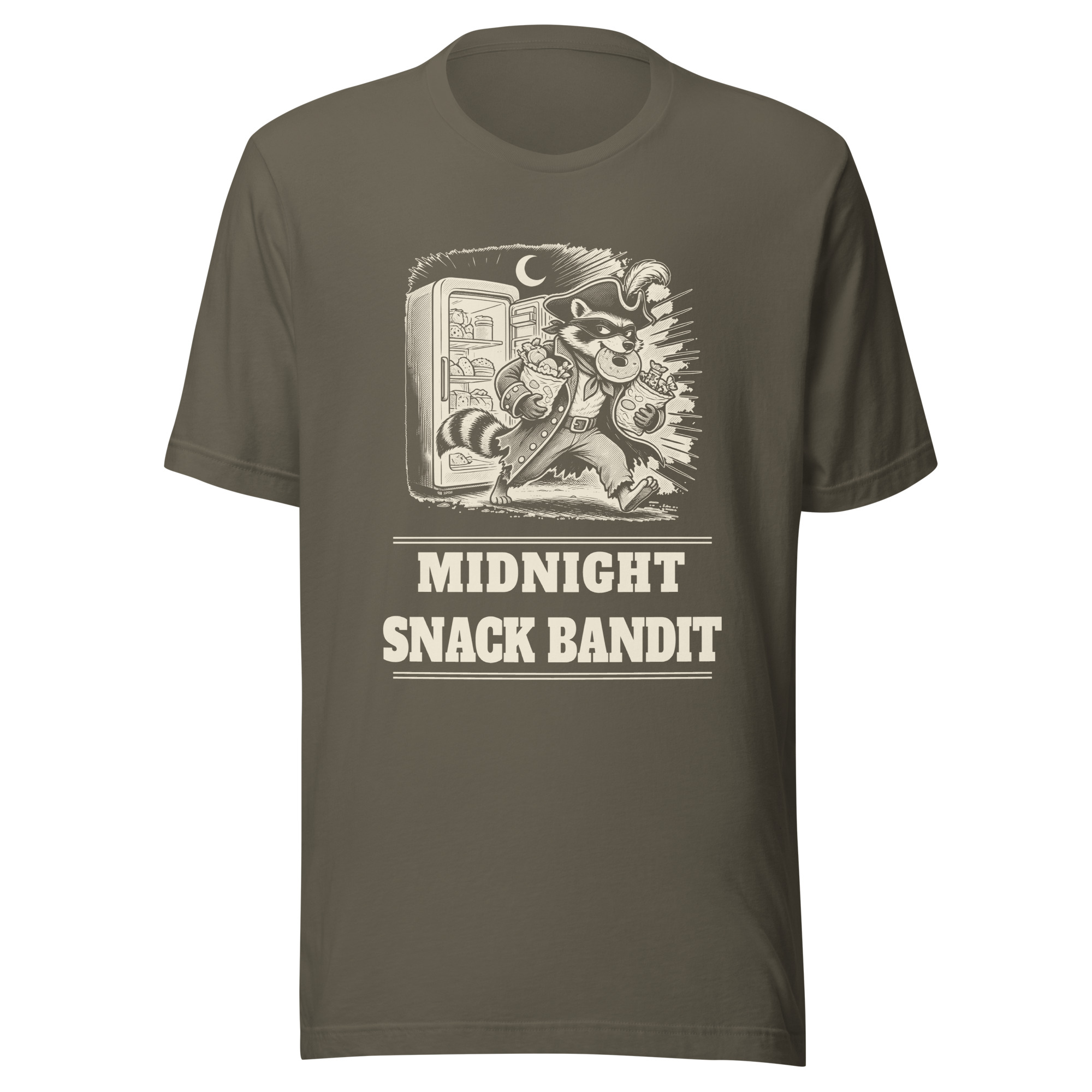 Midnight Snack Bandit Shirt, Funny Raccoon Pirate Tee, Snack Lover T-Shirt, Night Owl Raccoon Gift, Bin Bandit Raccoon Humor - Image 4