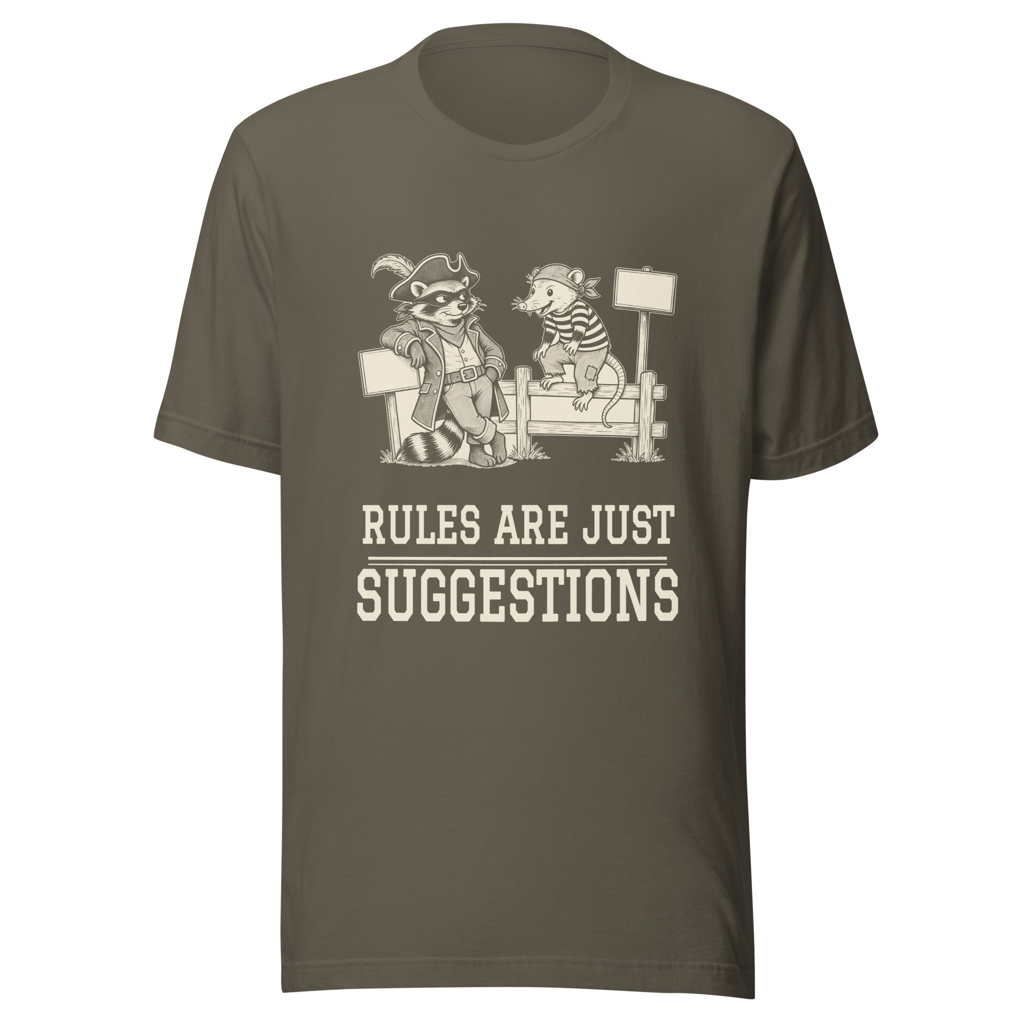 Rules Are Just Suggestions Shirt, Funny Raccoon Pirate Tee, Rebel Humor T-Shirt, Rule Breaker Gift, Sarcastic Raccoon Shirt - Image 4