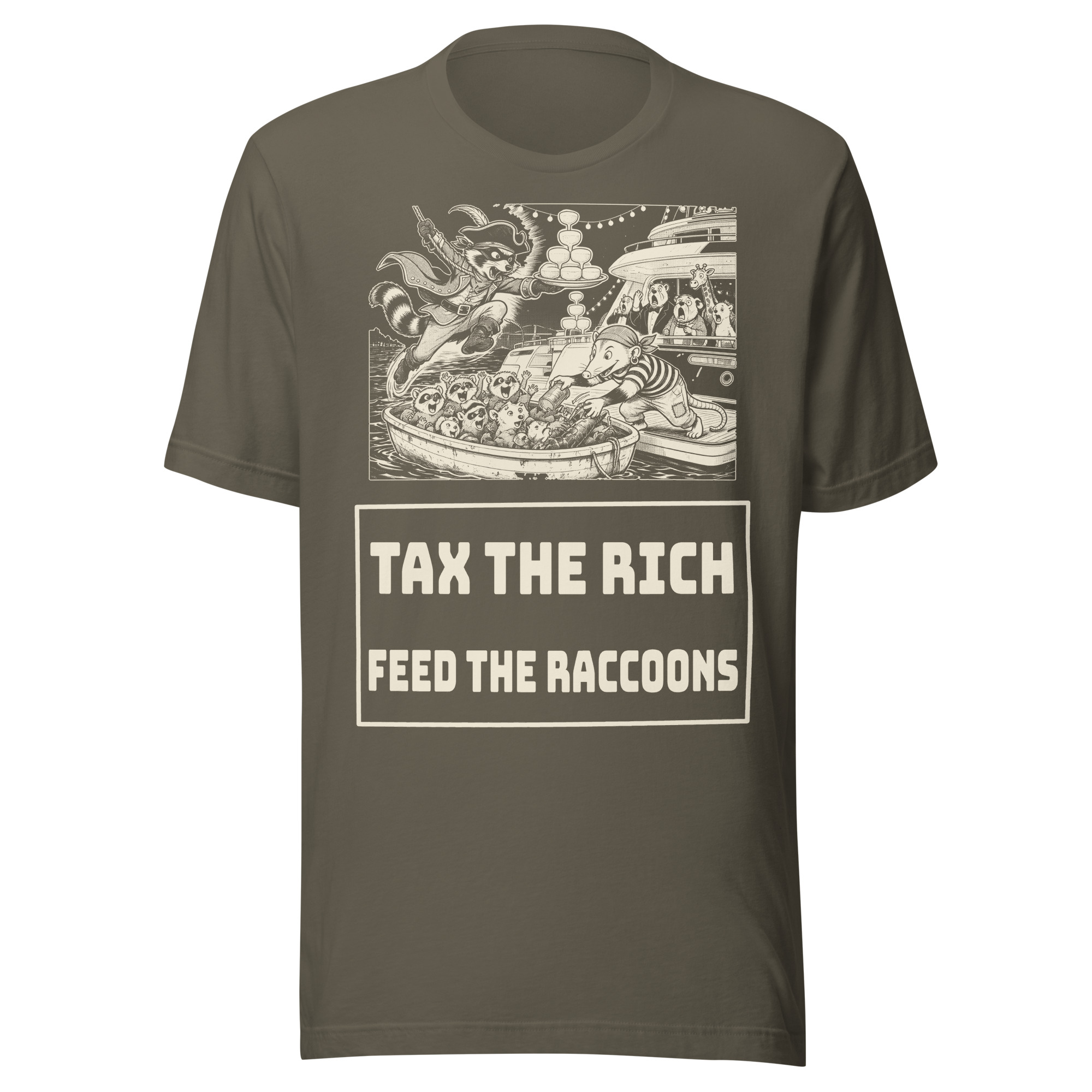 Tax the Rich Feed the Raccoons Shirt, Funny Raccoon Robin Hood Tee, Raccoon Pirate Protest T-Shirt, Opossum Manga Gift - Image 4