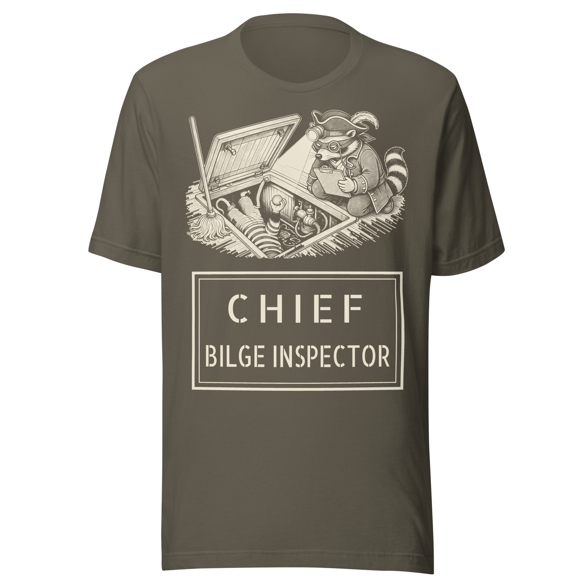 Chief Bilge Inspector Shirt, Funny Boat Owner Raccoon Tee, Sailing Humor T-Shirt, Opossum Pirate Gift, Boat Captain Shirt - Image 4