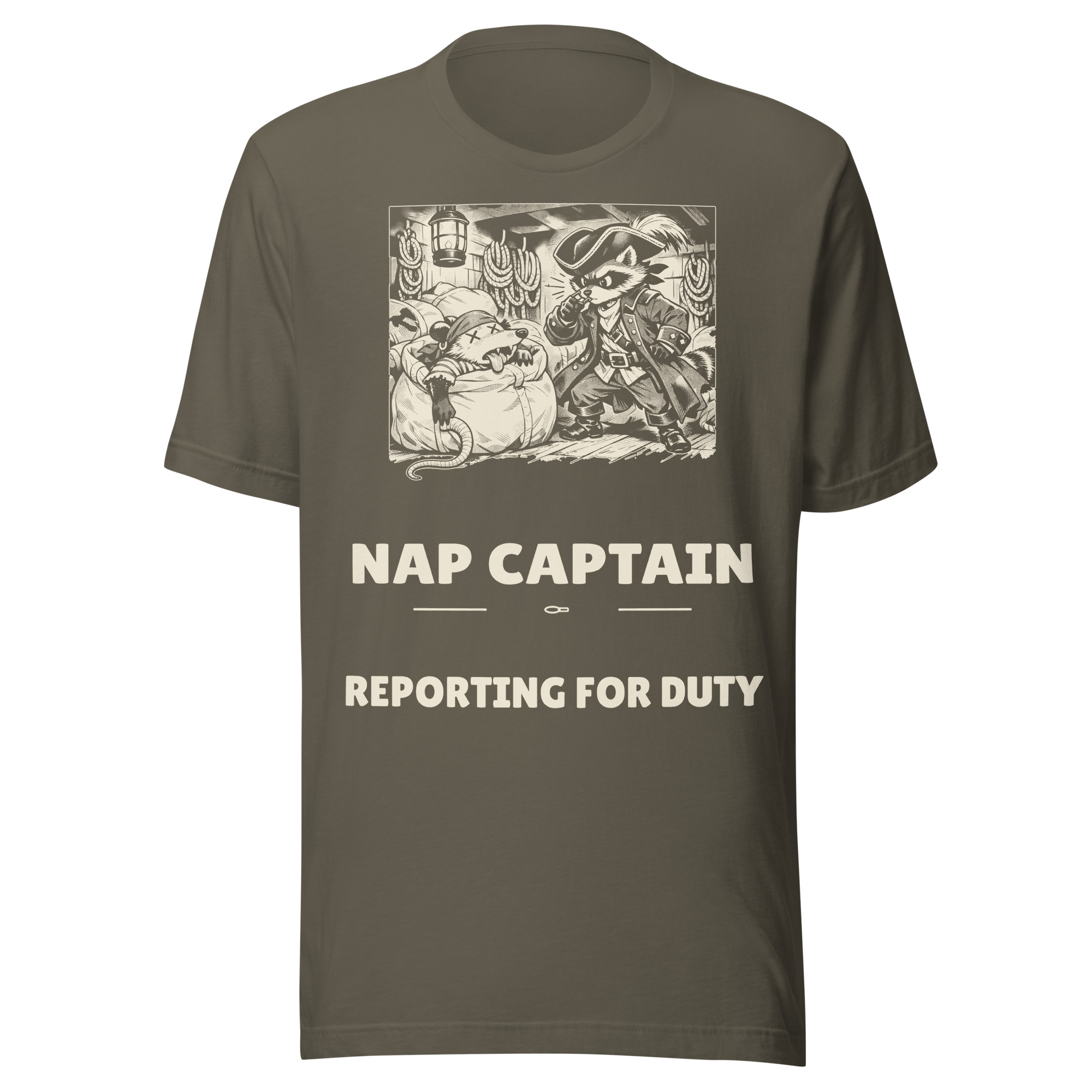 Nap Captain Reporting for Duty Shirt, Funny Possum Pirate Tee, Sailor Nap Humor T-Shirt, Boat Gift, Manga - Image 4