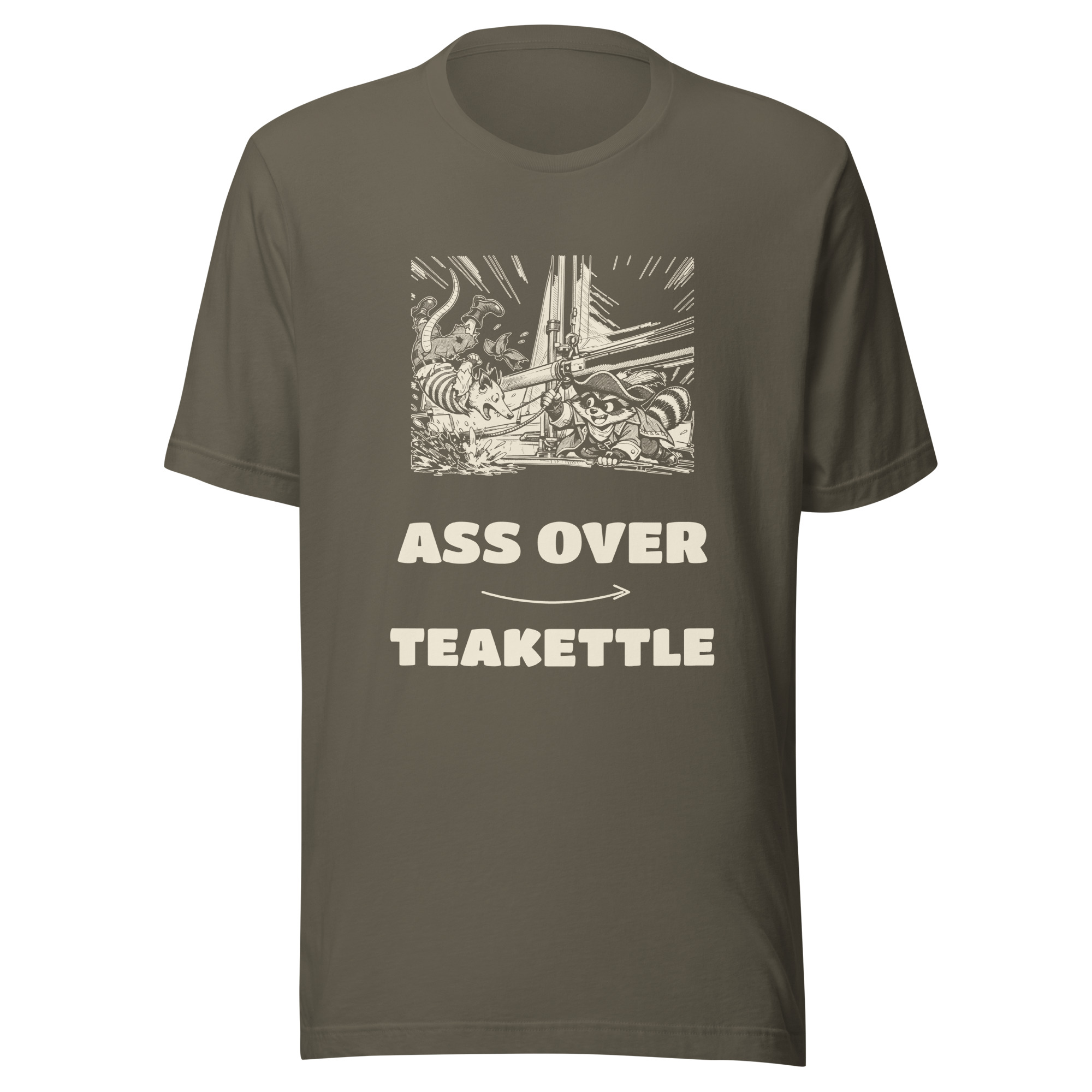 Ass Over Teakettle Shirt, Funny Sailing Wipeout Tee, Possum Boom Accident T-Shirt, Raccoon Pirate Manga Gift - Image 4
