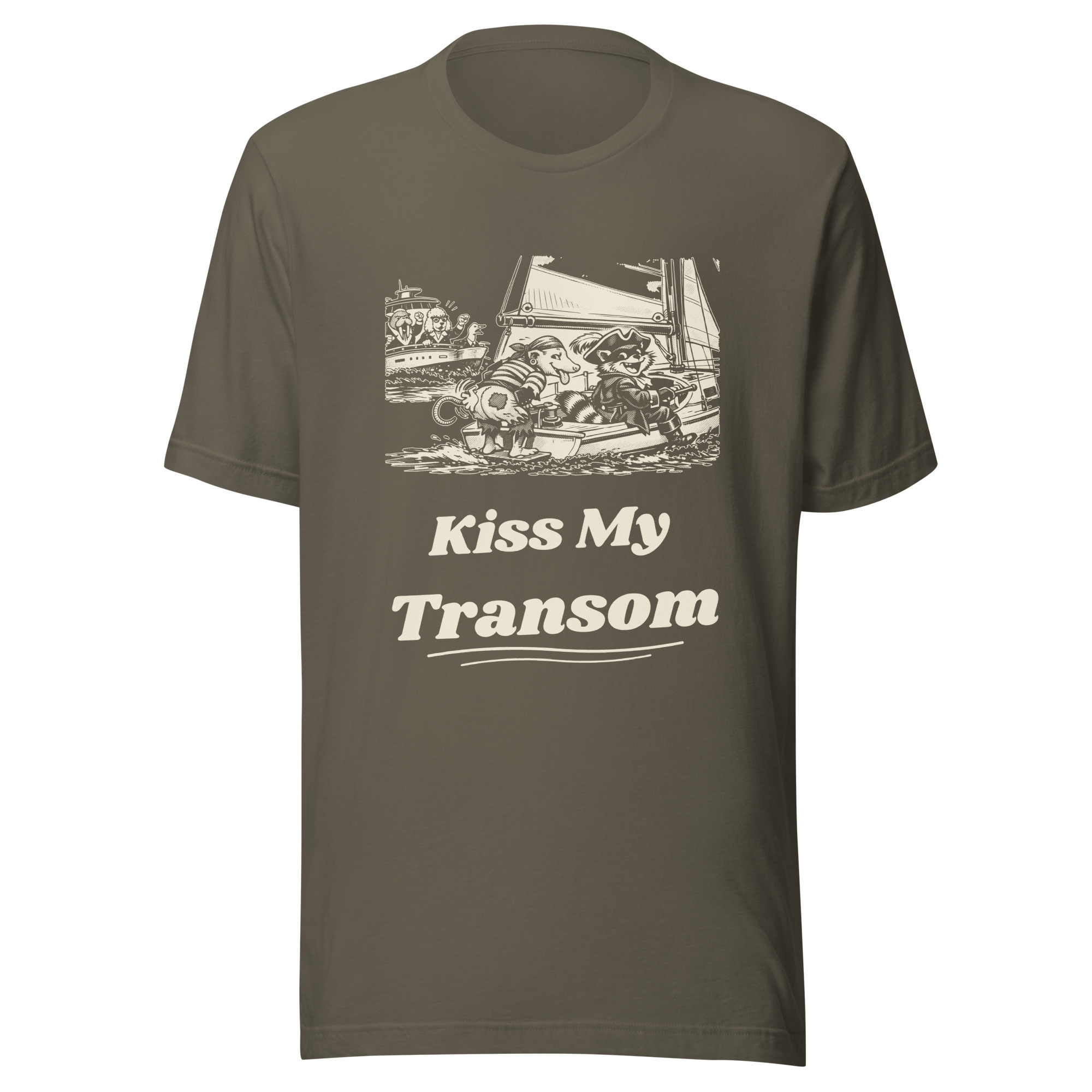 Kiss My Transom Shirt, Funny Sailing Tee, Cheeky Possum Pirate T-Shirt, Sailboat Owner Gift, Raccoon Pirate Shirt - Image 4
