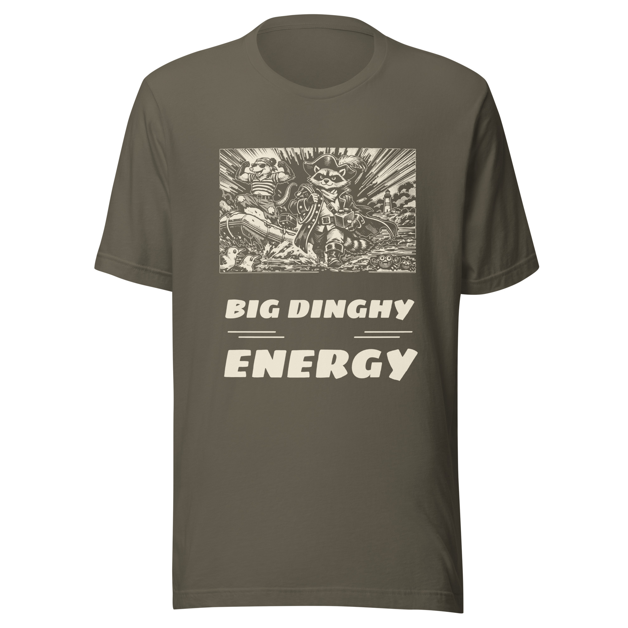Big Dinghy Energy Shirt, Funny Boat Tee, Inflatable Dinghy Humor T-Shirt, Cruiser Gift, Raccoon Possum Pirate Manga - Image 4