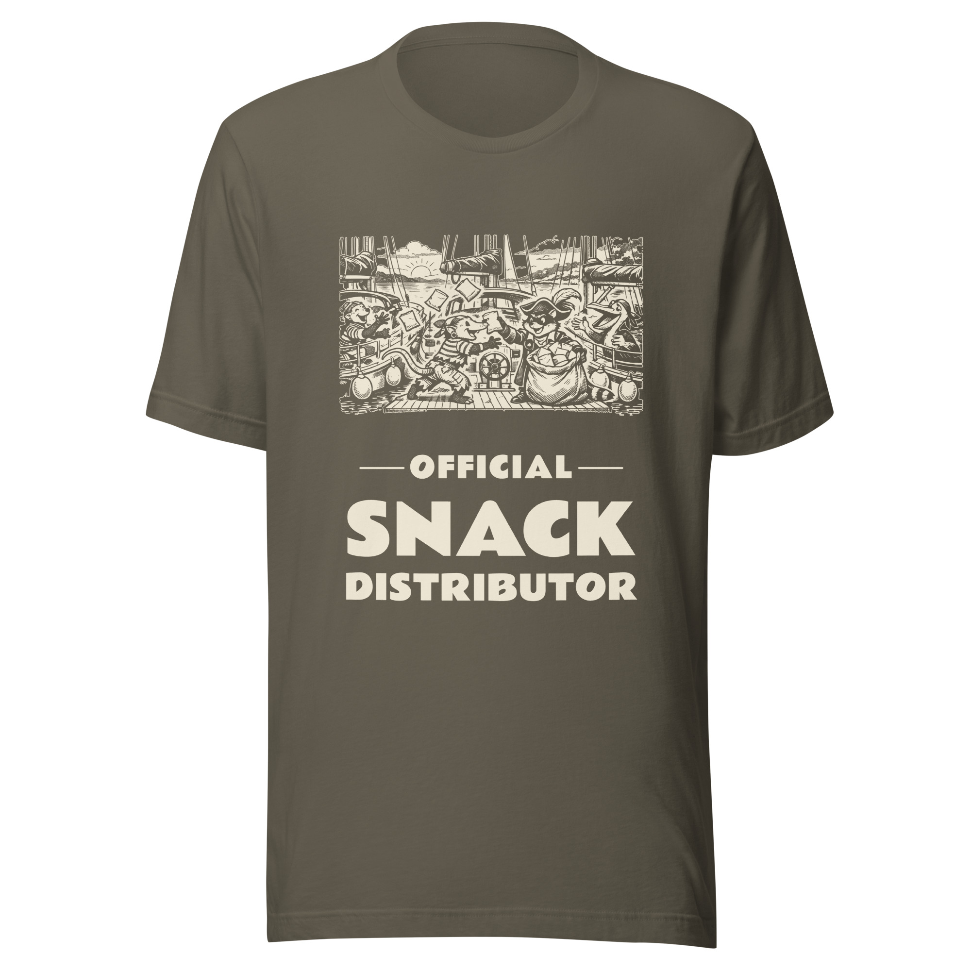 Official Snack Distributor Shirt, Funny Raccoon Pirate Tee, Boat Raft Up Snack T-Shirt, Opossum Gift, Pirate Shirt - Image 4