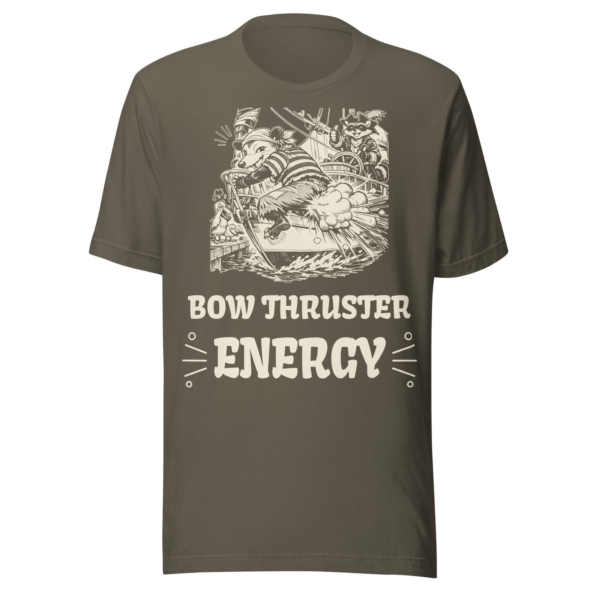 Bow Thruster Energy Shirt, Funny Sailing Fart Tee, Boat Docking Humor T-Shirt, Raccoon Possum Pirate Gift, Sailor Pirate Shirt - Image 4
