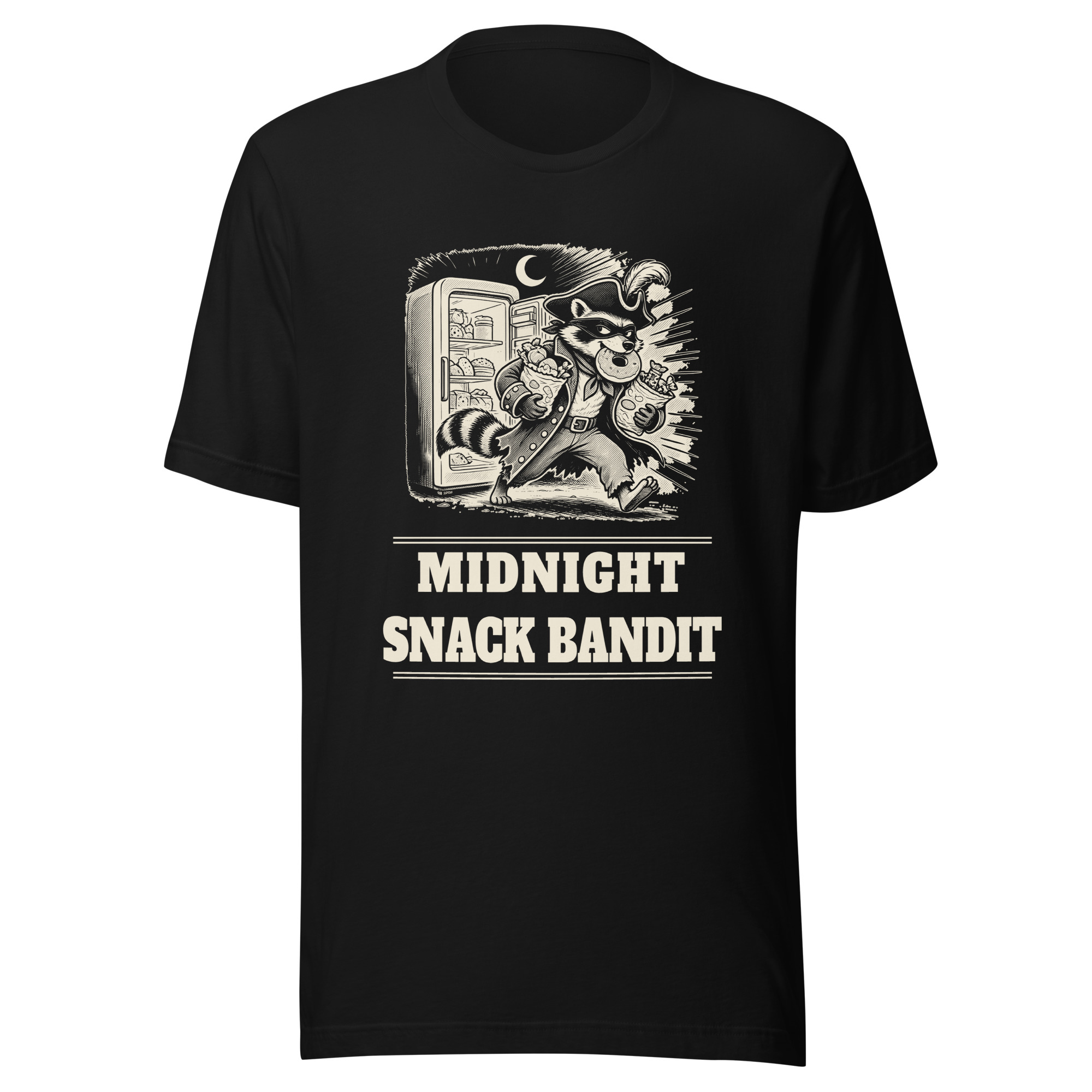 Midnight Snack Bandit Shirt, Funny Raccoon Pirate Tee, Snack Lover T-Shirt, Night Owl Raccoon Gift, Bin Bandit Raccoon Humor
