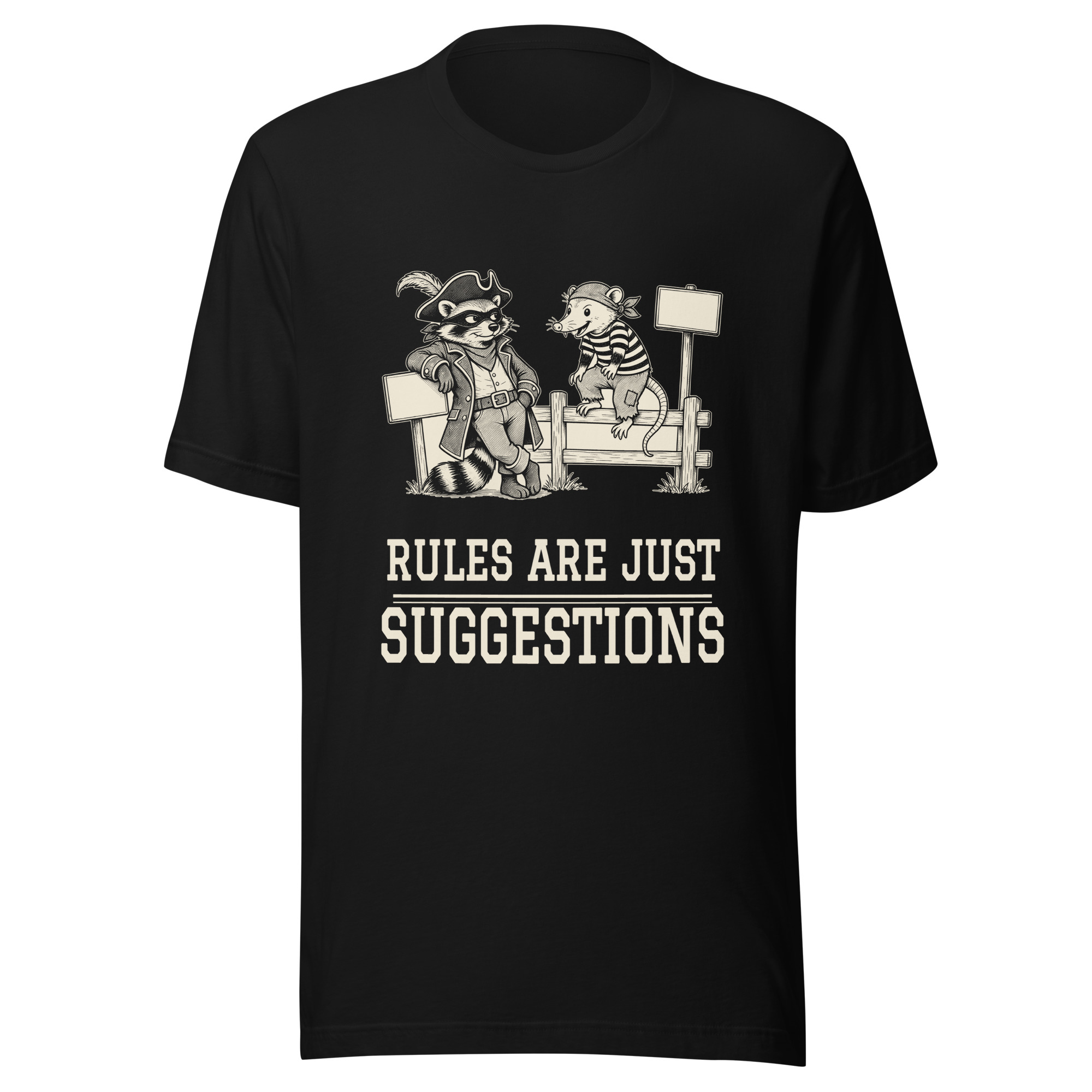 Rules Are Just Suggestions Shirt, Funny Raccoon Pirate Tee, Rebel Humor T-Shirt, Rule Breaker Gift, Sarcastic Raccoon Shirt
