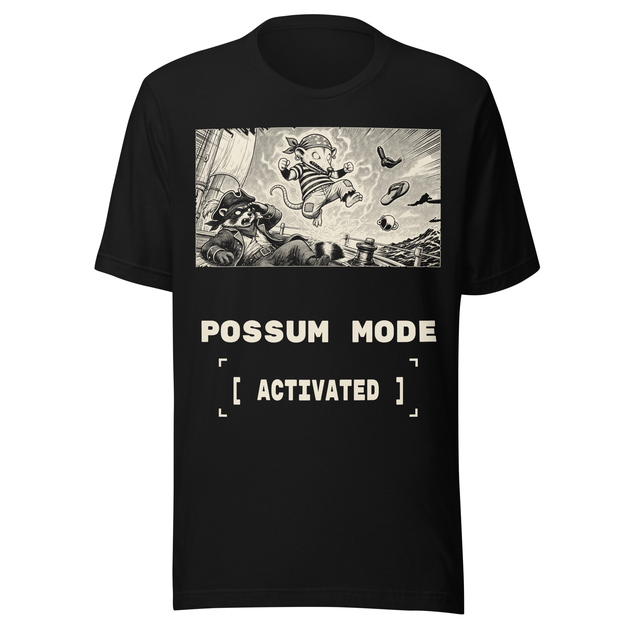 Possum Mode Activated Shirt, Funny Opossum Manga Tee, Possum Power Up T-Shirt, Gamer Possum Gift, Raccoon Pirate Shirt