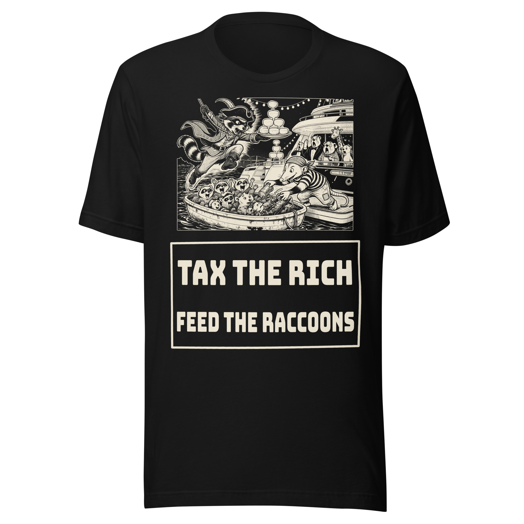Tax the Rich Feed the Raccoons Shirt, Funny Raccoon Robin Hood Tee, Raccoon Pirate Protest T-Shirt, Opossum Manga Gift
