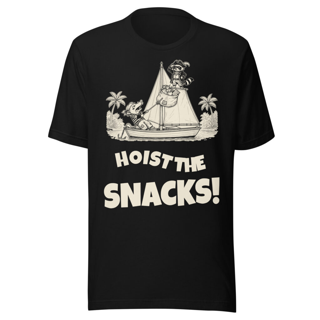 Hoist the Snacks Shirt, Funny Raccoon Pirate Tee, Opossum Sailing T-Shirt, Snack Lover Gift, Manga Pirate Shirt
