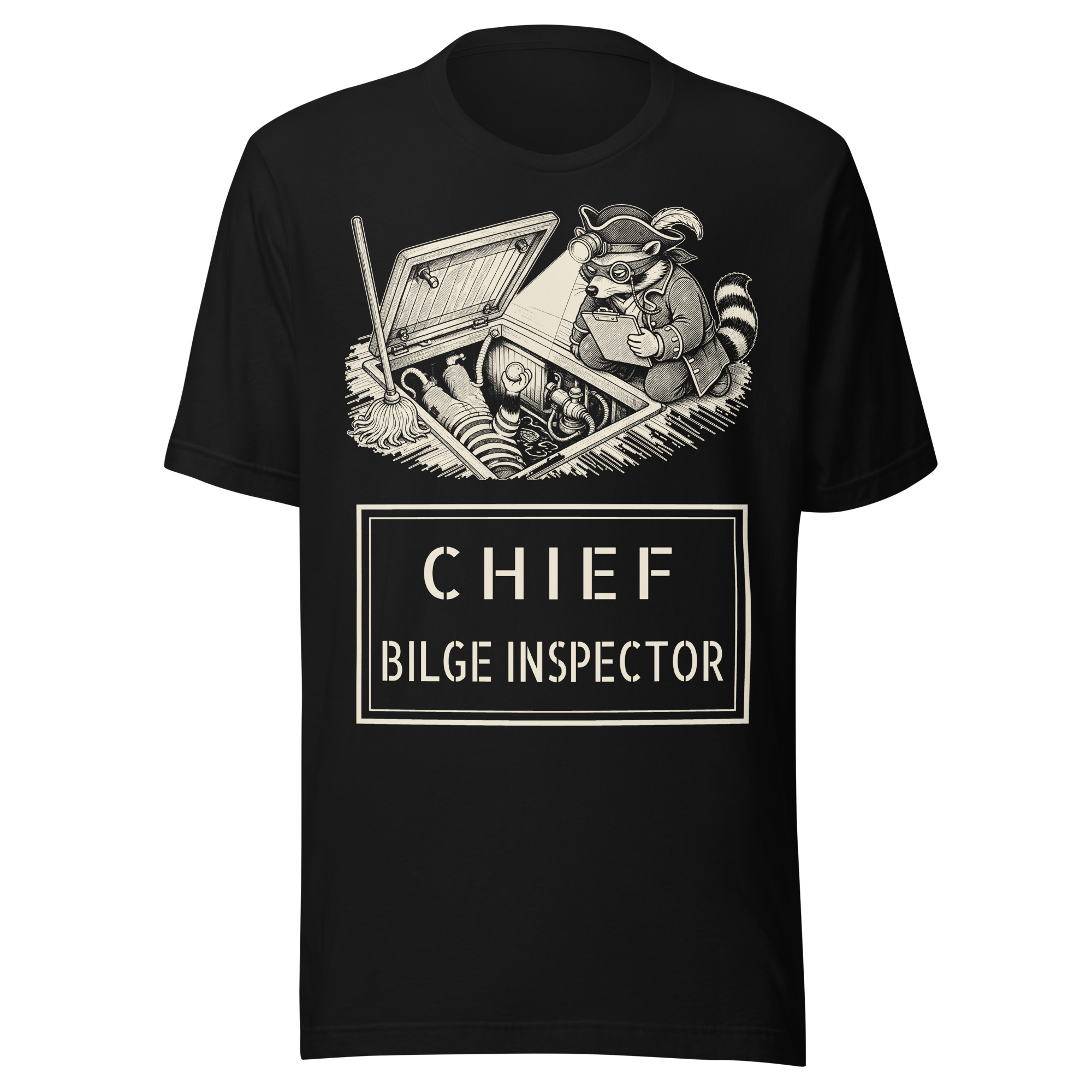 Chief Bilge Inspector Shirt, Funny Boat Owner Raccoon Tee, Sailing Humor T-Shirt, Opossum Pirate Gift, Boat Captain Shirt
