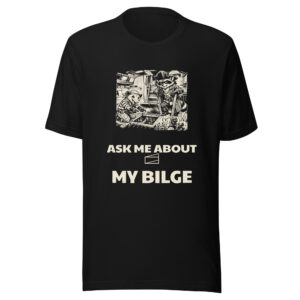 Ask Me About My Bilge Shirt, Funny Boat Owner Tee, Raccoon Possum Pirate Gift, Sailing Humor Manga T-Shirt