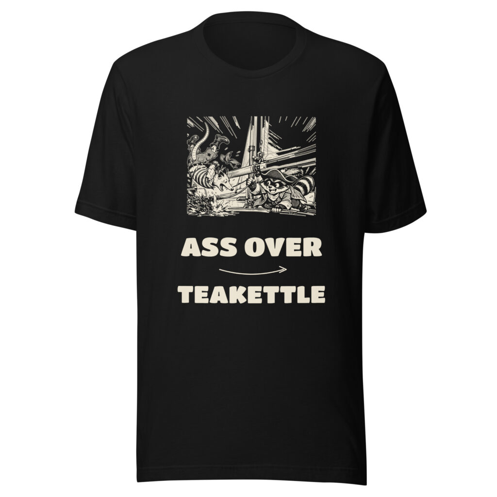 Ass Over Teakettle Shirt, Funny Sailing Wipeout Tee, Possum Boom Accident T-Shirt, Raccoon Pirate Manga Gift