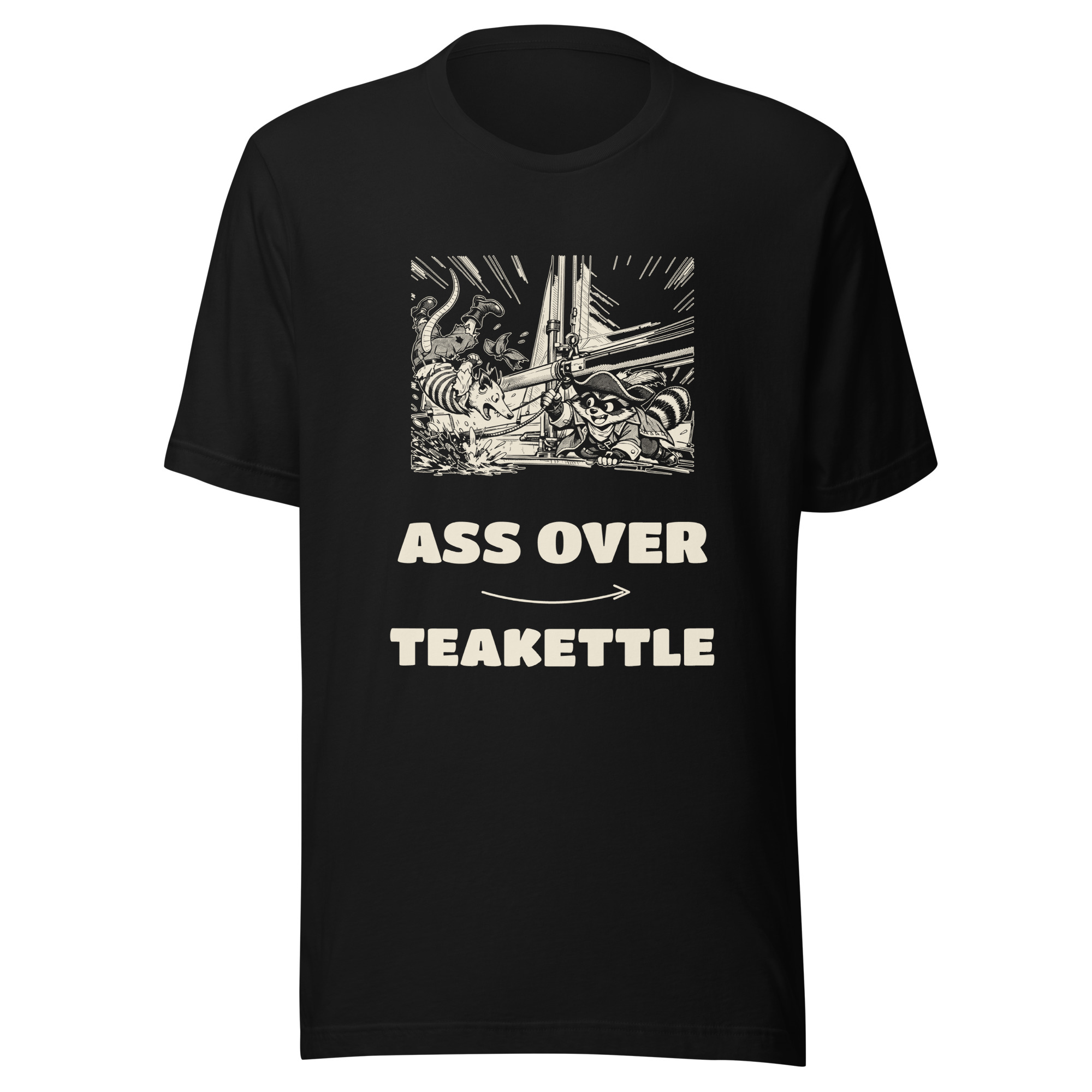 Ass Over Teakettle Shirt, Funny Sailing Wipeout Tee, Possum Boom Accident T-Shirt, Raccoon Pirate Manga Gift