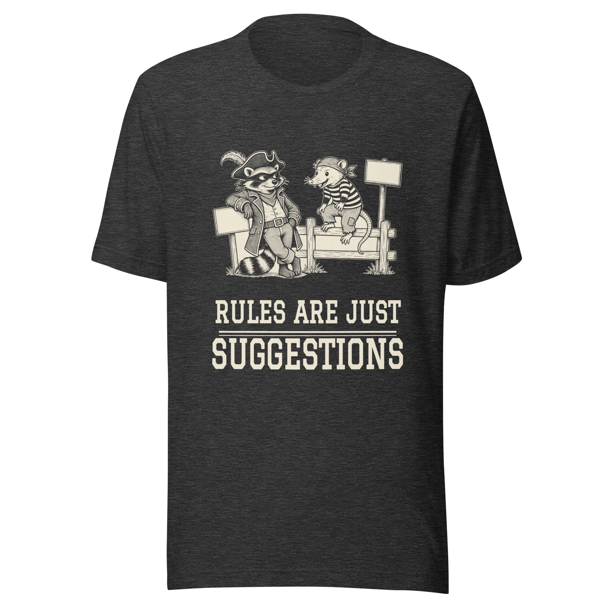 Rules Are Just Suggestions Shirt, Funny Raccoon Pirate Tee, Rebel Humor T-Shirt, Rule Breaker Gift, Sarcastic Raccoon Shirt - Image 3