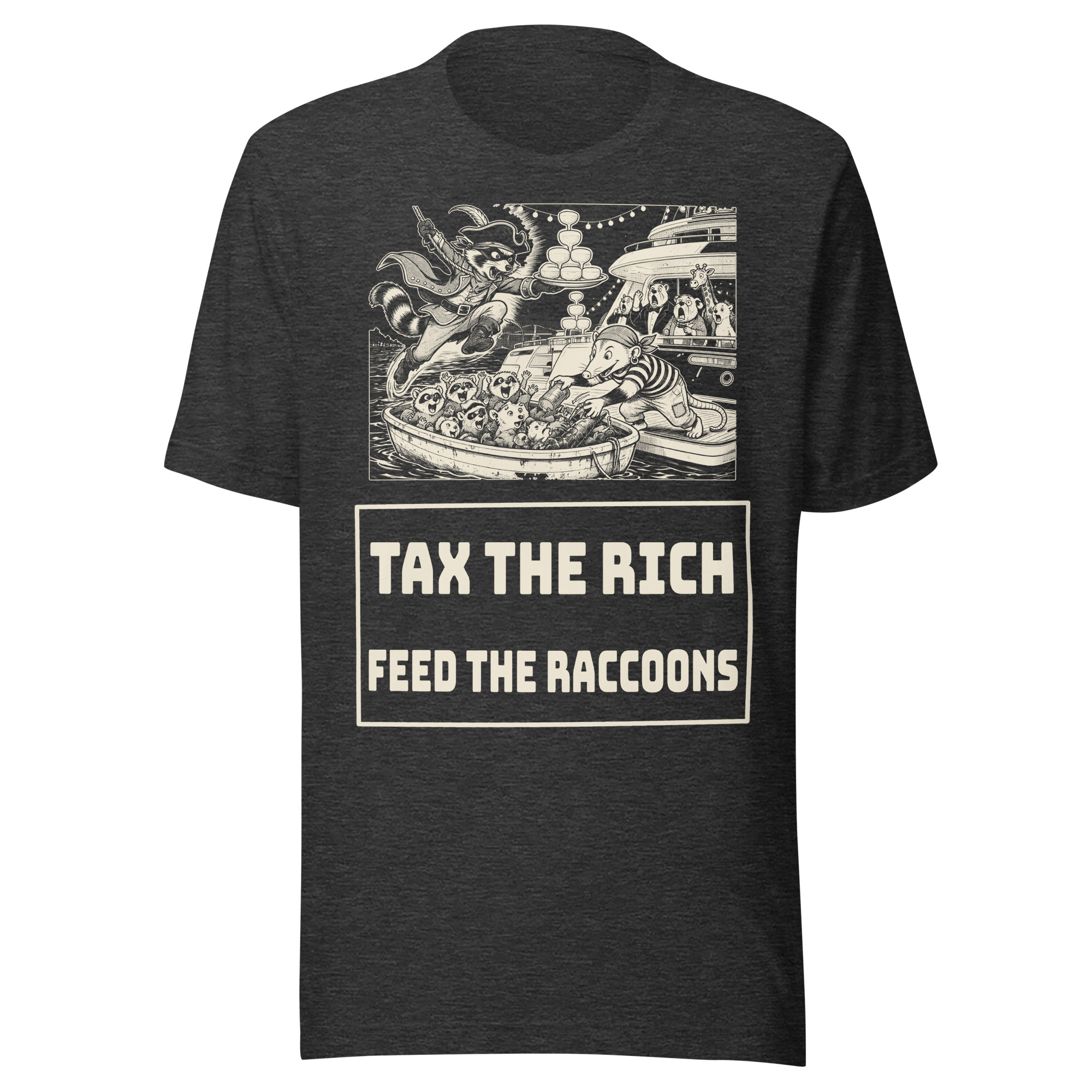Tax the Rich Feed the Raccoons Shirt, Funny Raccoon Robin Hood Tee, Raccoon Pirate Protest T-Shirt, Opossum Manga Gift - Image 3