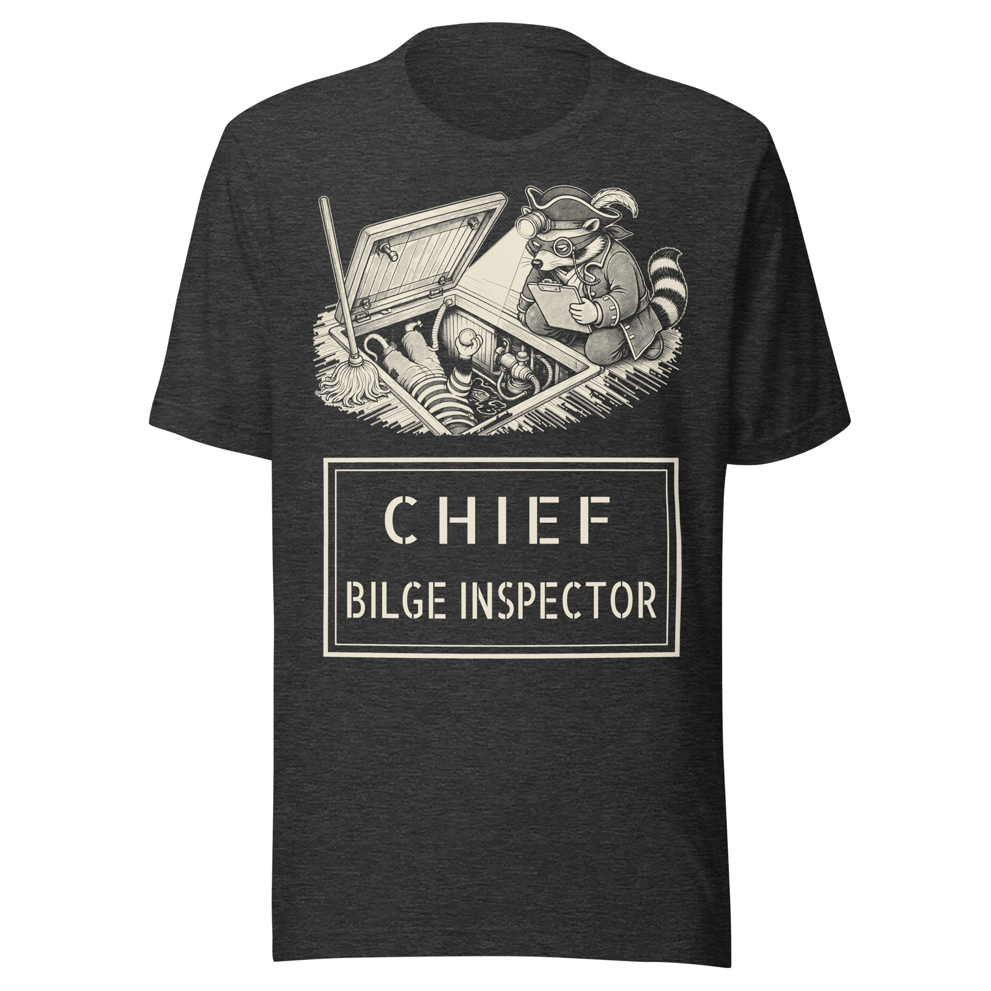 Chief Bilge Inspector Shirt, Funny Boat Owner Raccoon Tee, Sailing Humor T-Shirt, Opossum Pirate Gift, Boat Captain Shirt - Image 3